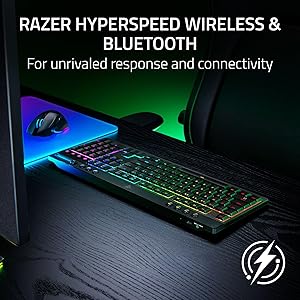 Razer BlackWidow V4 Low Profile HyperSpeed Wireless Gaming Keyboard: Orange Mechanical Switches - 2.4GHz Wireless & Bluetooth - Multi-Function Roller - 11 Control Buttons - Long Battery Life