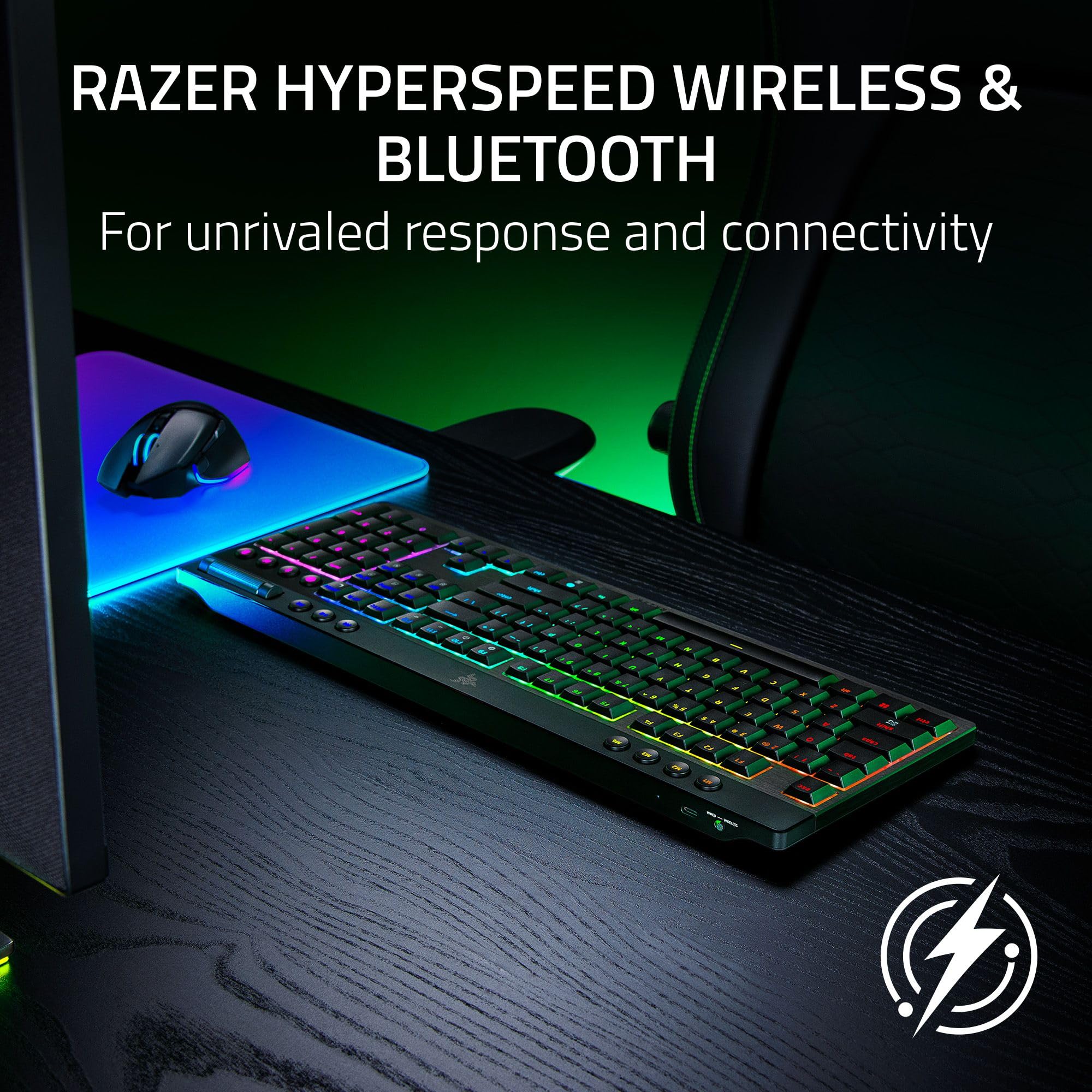 Razer BlackWidow V4 Low-Profile HyperSpeed - Wireless, Flat