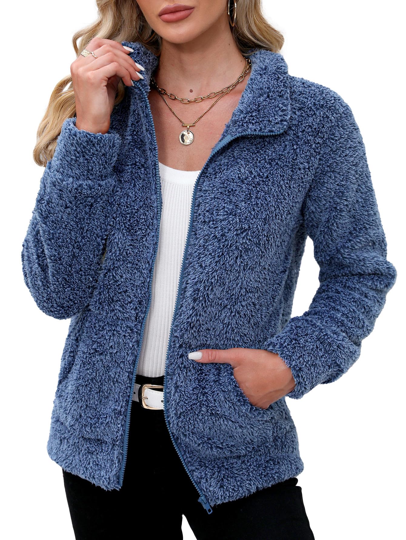For G and PL Womens Long Sleeve Full Zip Soft Warm Fleece Jacket