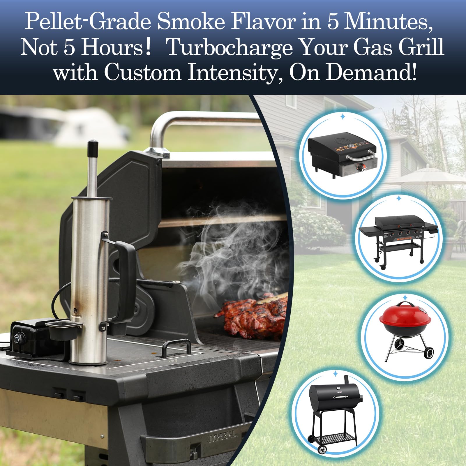 Generador de humo, parrilla de gas mejorada para ahumador, ahumador eléctrico portátil, caja de ahumador, tubo de humo frío/caliente de 12 horas, adecuado para ahumar queso en frío, terraza de fiesta 4