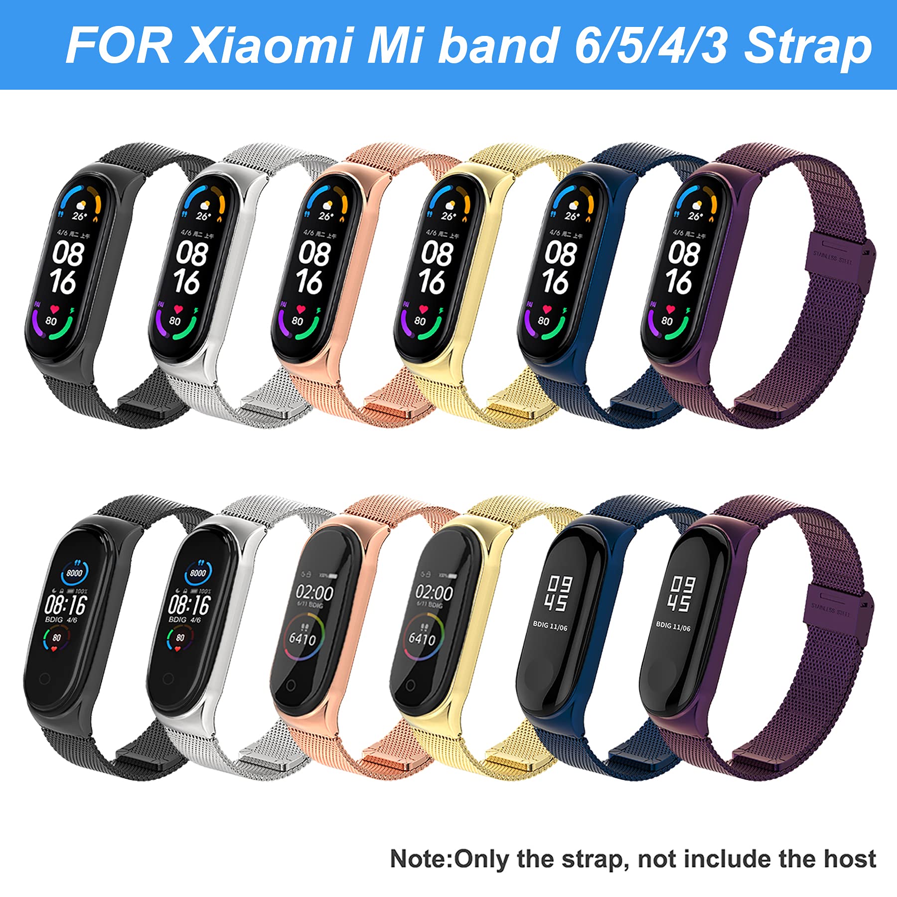 BDIG Compatibile con Xiaomi Mi Band 5, cinturino in metallo MiBand 4/3, cinturino di ricambio impermeabile in acciaio inox, accessorio per orologio Xiaomi Mi Smart Band 5