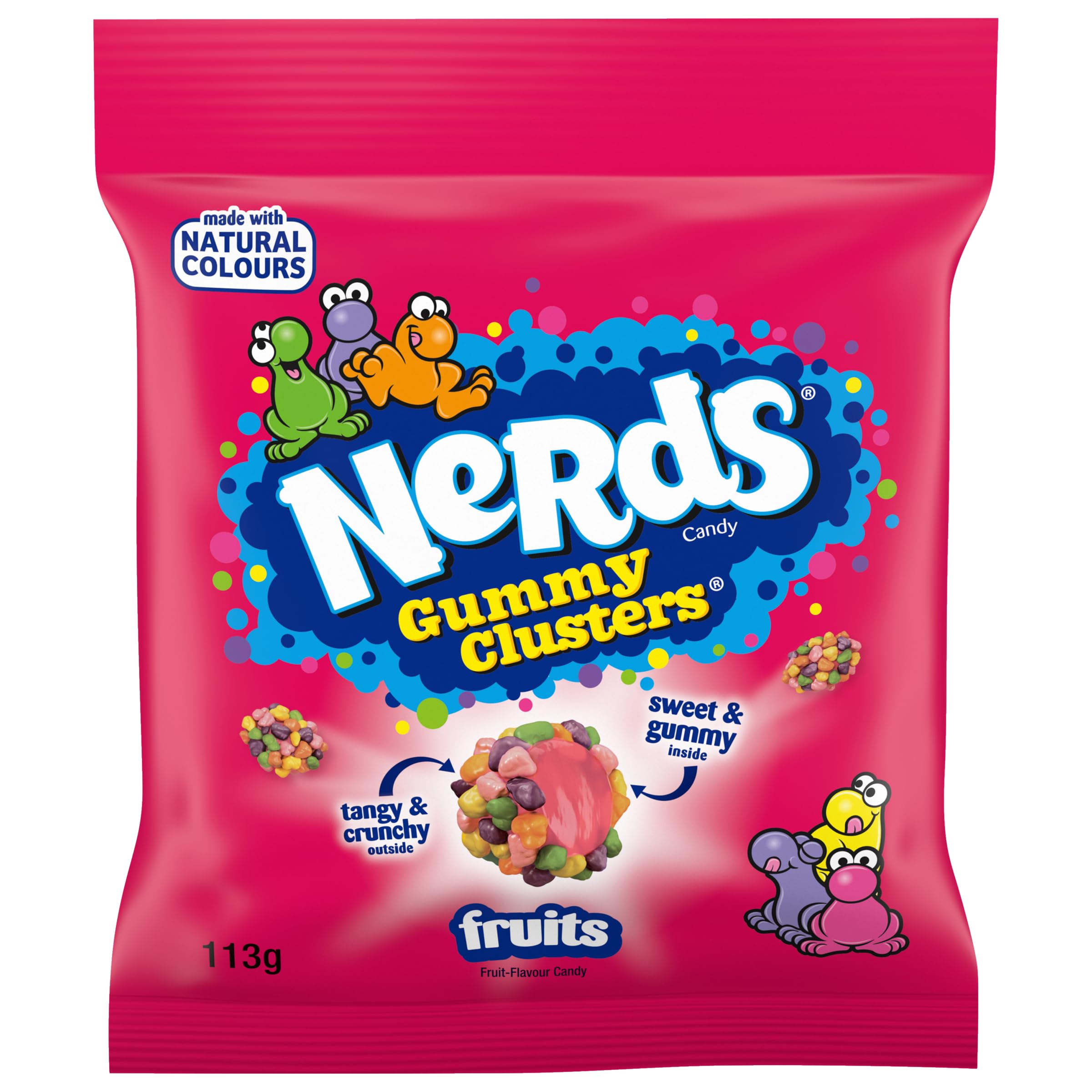 Nerds Gummy Clusters Fruits Peg Bag Caramelos con Texturas Múltiples Ácidos y Crujientes Centro Gomoso Pack de 10 Bolsas x 113 g