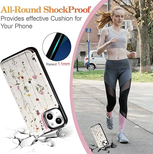 Miniatura 83 de UEEBAI Funda tipo cartera para iPhone 15 Pro Max con tarjetero, cubierta de cuero PU con soporte, bloqueo RFID, doble cierre magnético, relieve de