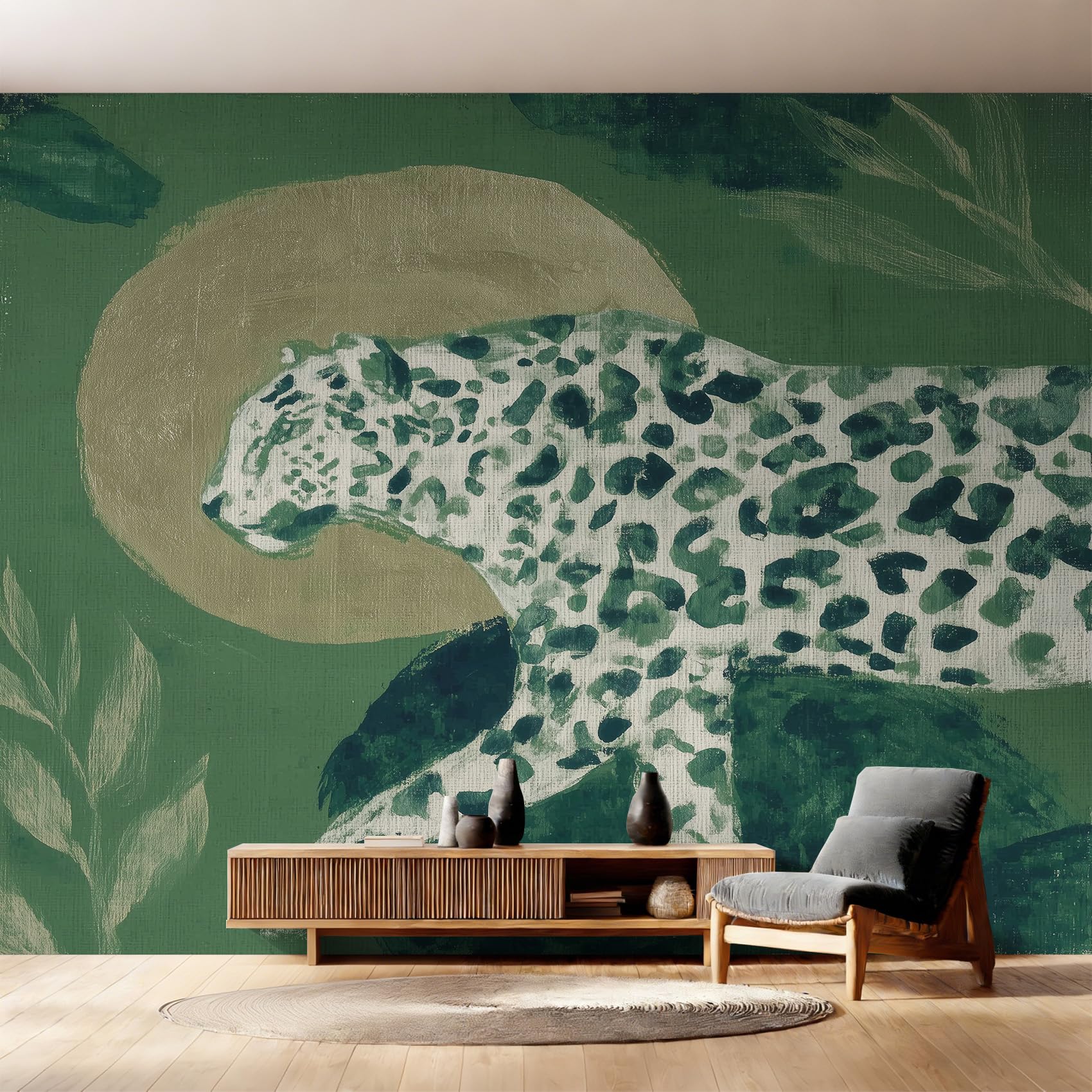 Papier Peint Faune Tropicale et Léopard pour Salon et Chambre Cosy