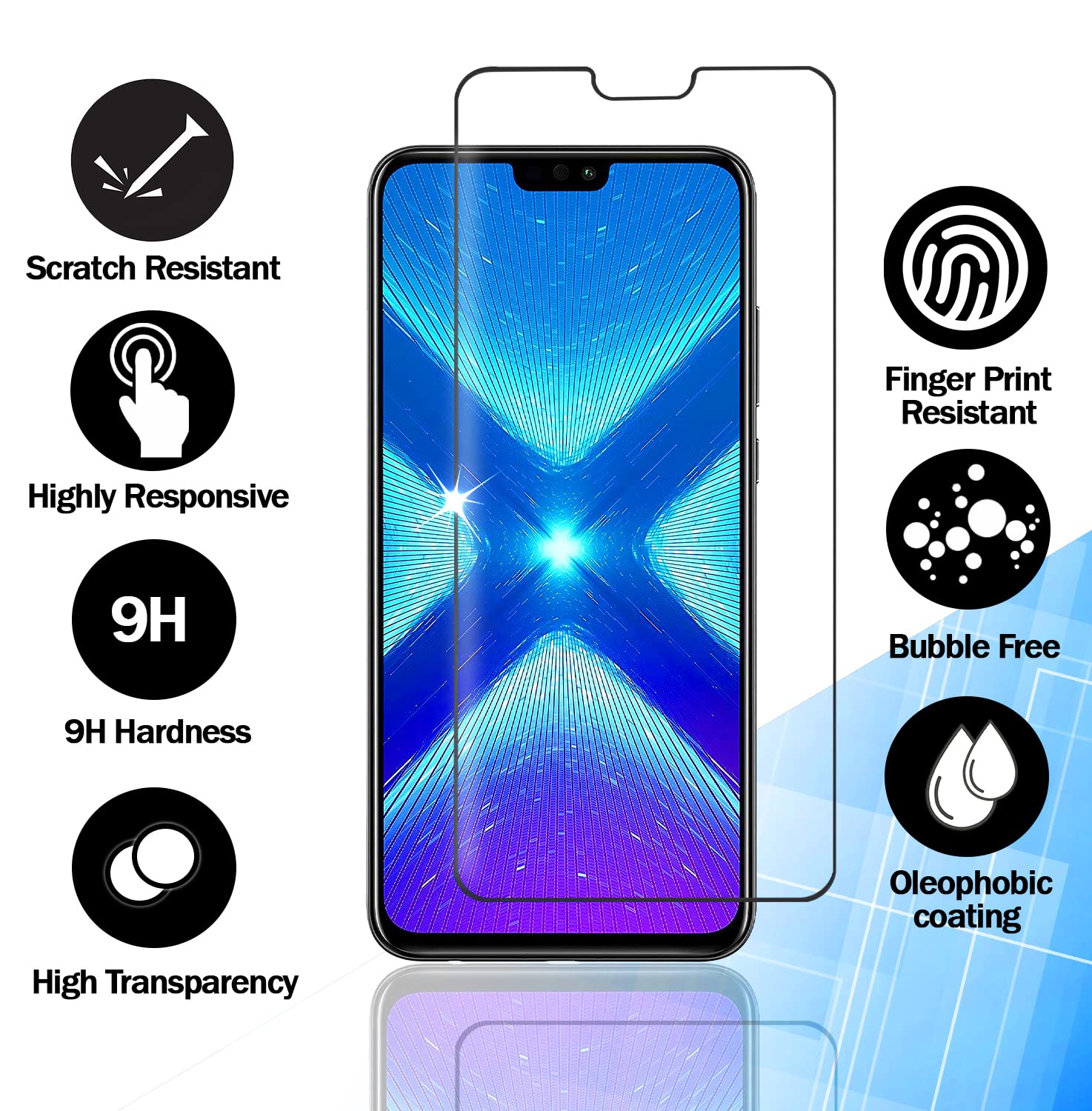 RKINC 3 Pellicole In Vetro Temperato Per Huawei Mate 20 Lite E Honor Play - Durezza 9H, 0,33mm, Anti Graffio - 5