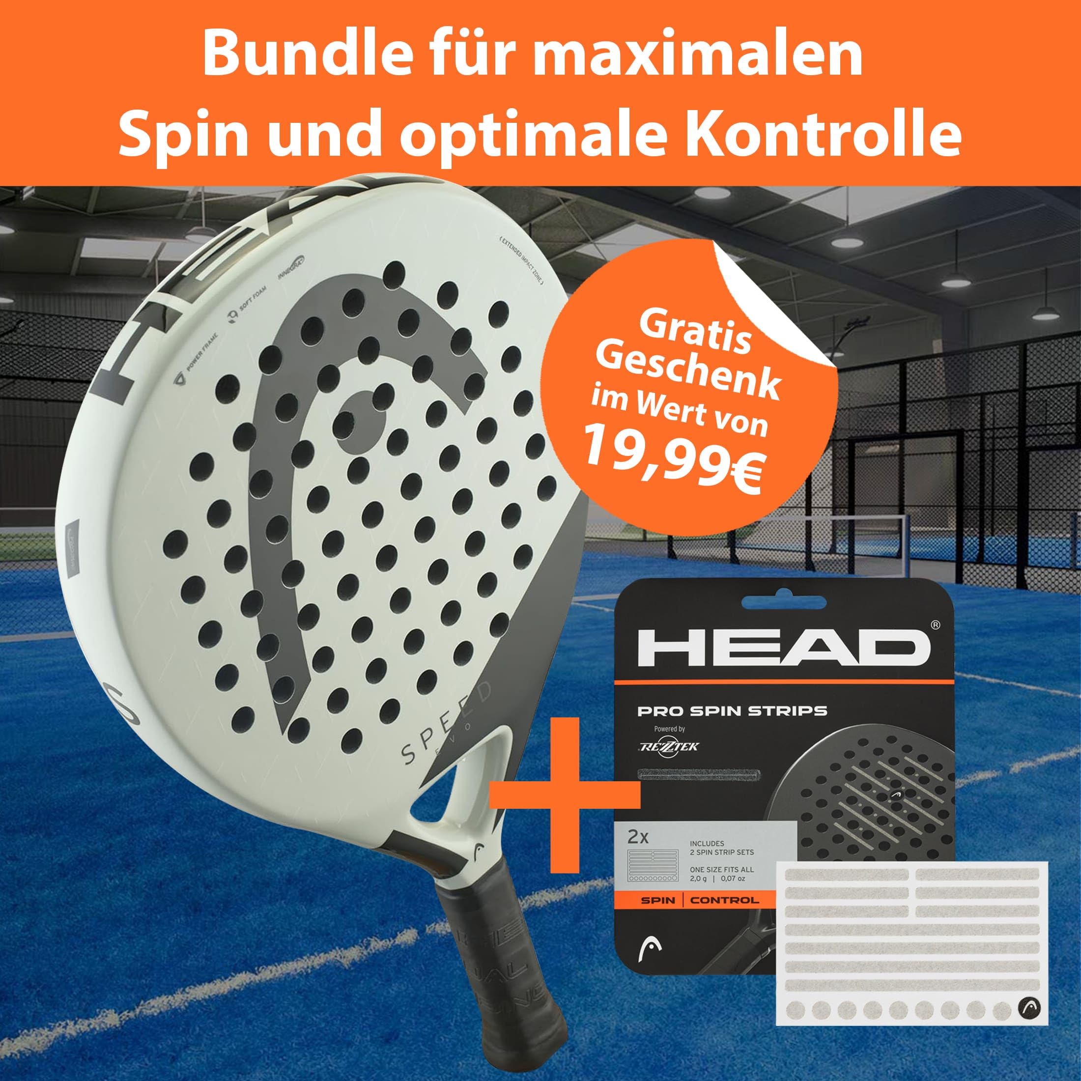 Padel Bundle - Head Evo Speed 2025 & Rezztek Pro Spin Strips | Für Padelschläger, Bundle für maximalen Spin und optimale Kontrolle