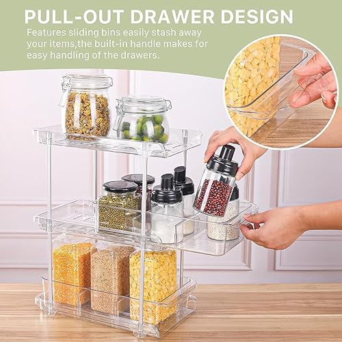 Miniatura 4 de Organizador de almacenamiento de baño transparente de 3 niveles con divisores, organizadores y almacenamiento extraíbles debajo del fregadero,