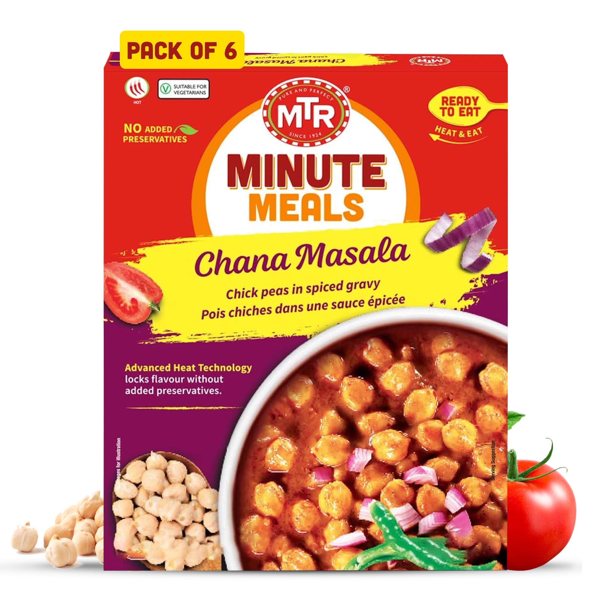 MTR - Minute Meals: Chana Masala - Savory Chickpeas in Spiced Gravy - Authentic Indian Ready-to-Eat Meal - No Added Preservatives - A Quick Meal