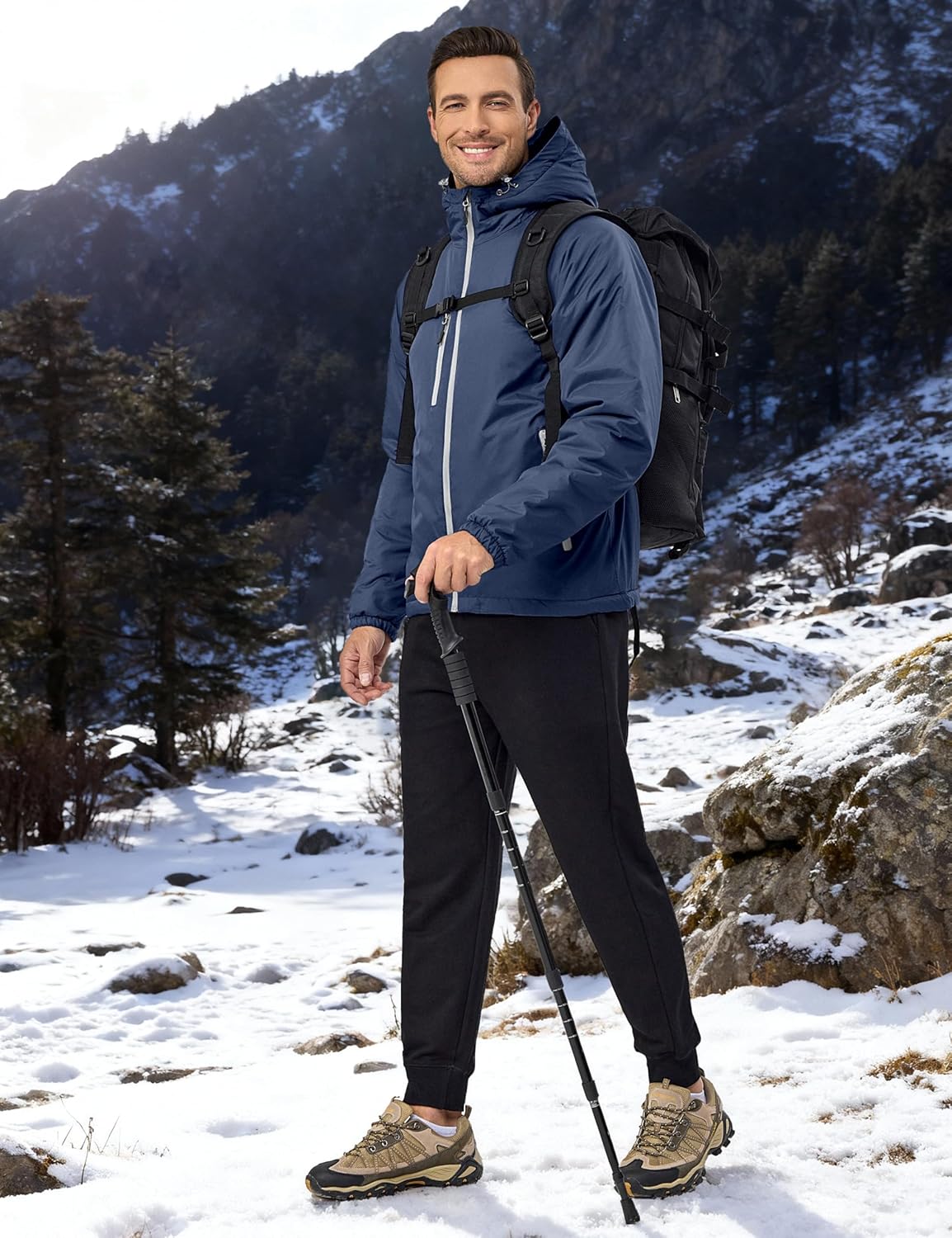 Little Donkey Andy Men's Insulated Winter Jacket Lightweight Waterproof Coat with Hood for Hiking Walking Travel - Image 2