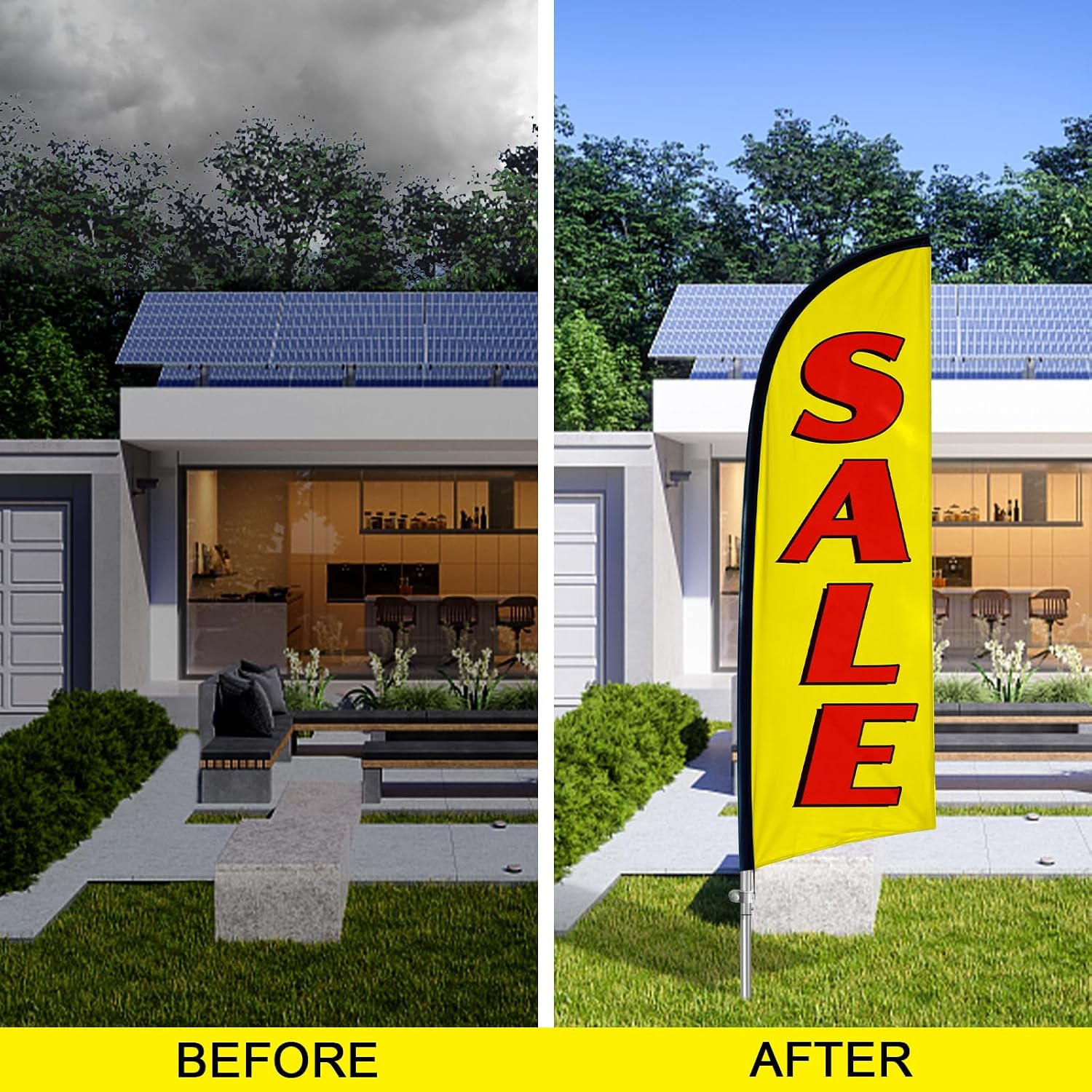 Sale Signs for Outside, 8FT Sale Swooper Flag, Eye Catching Yard Sale Flag with Complete Pole Kit and Ground Spike for Retail Store Advertising