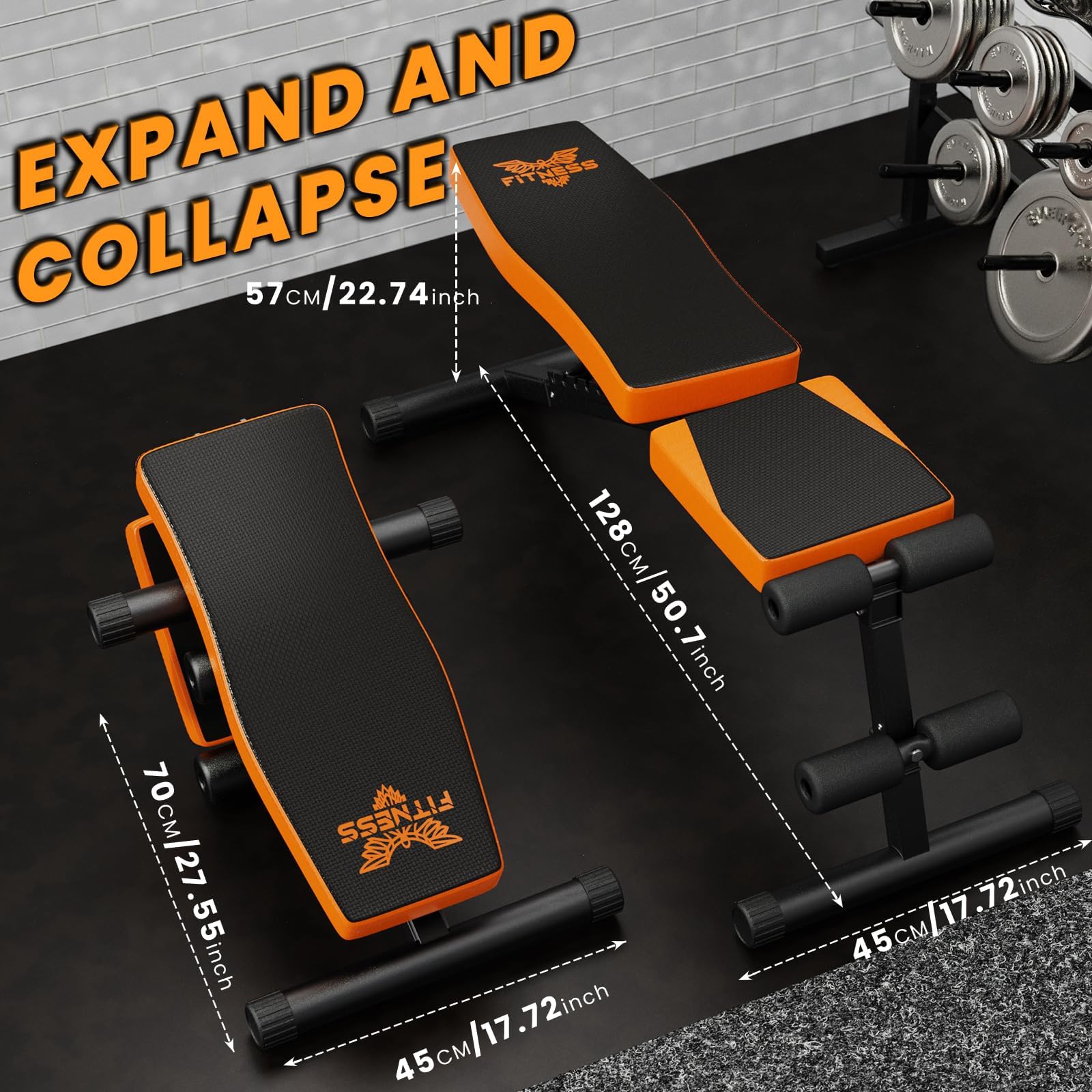 Dskeuzeew Banc de musculation pliable et ajustable, 300KG/660LB Banc de musculation pliable et rapide pour la maison, l'entraînement, la salle de sport