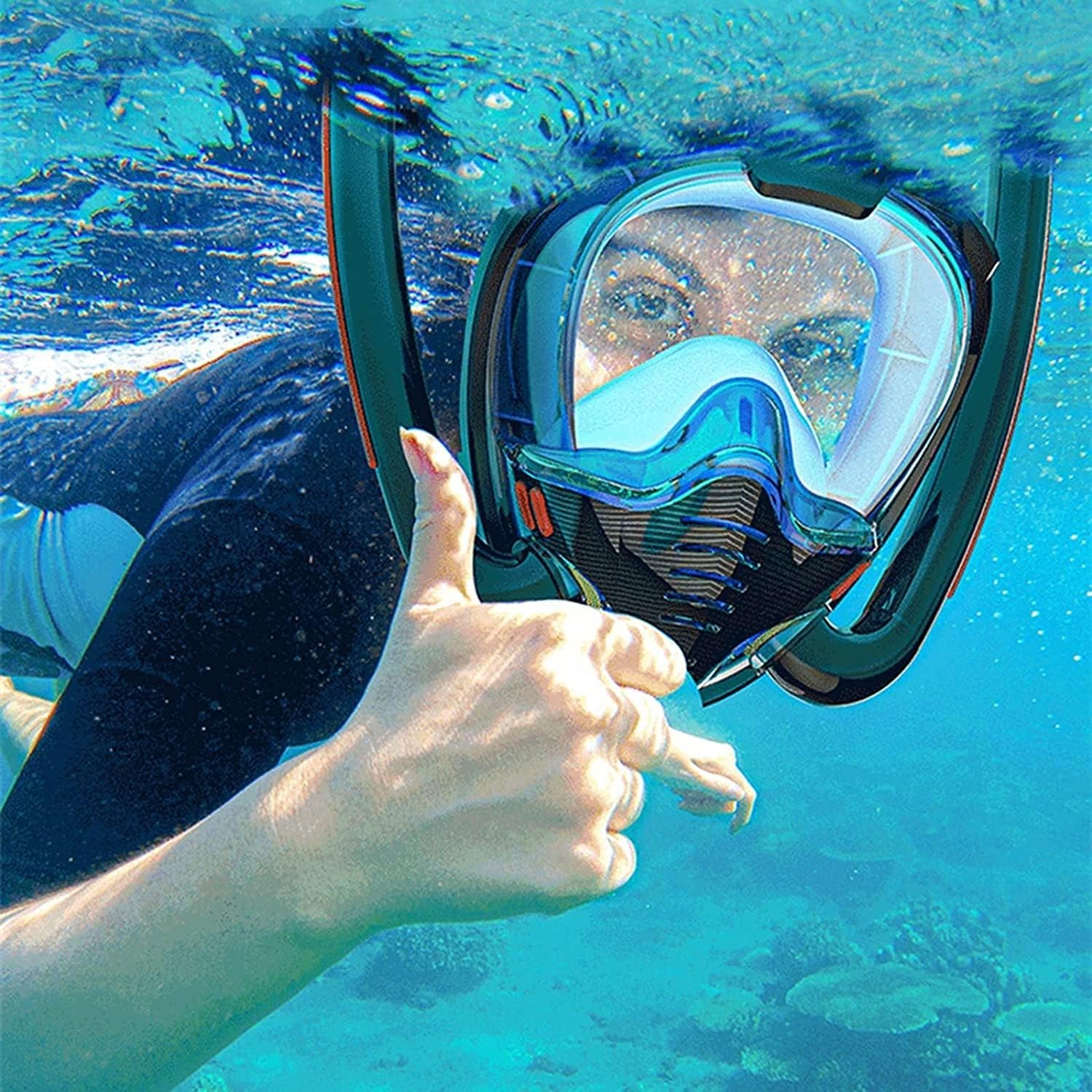 Diving Goggles Snorkeling Gear, Diving Mask Snorkeling Underwater Scuba Anti Fog Full Face Respiratory Masks Safe Waterproof Swimming Equipment for Adult Youth