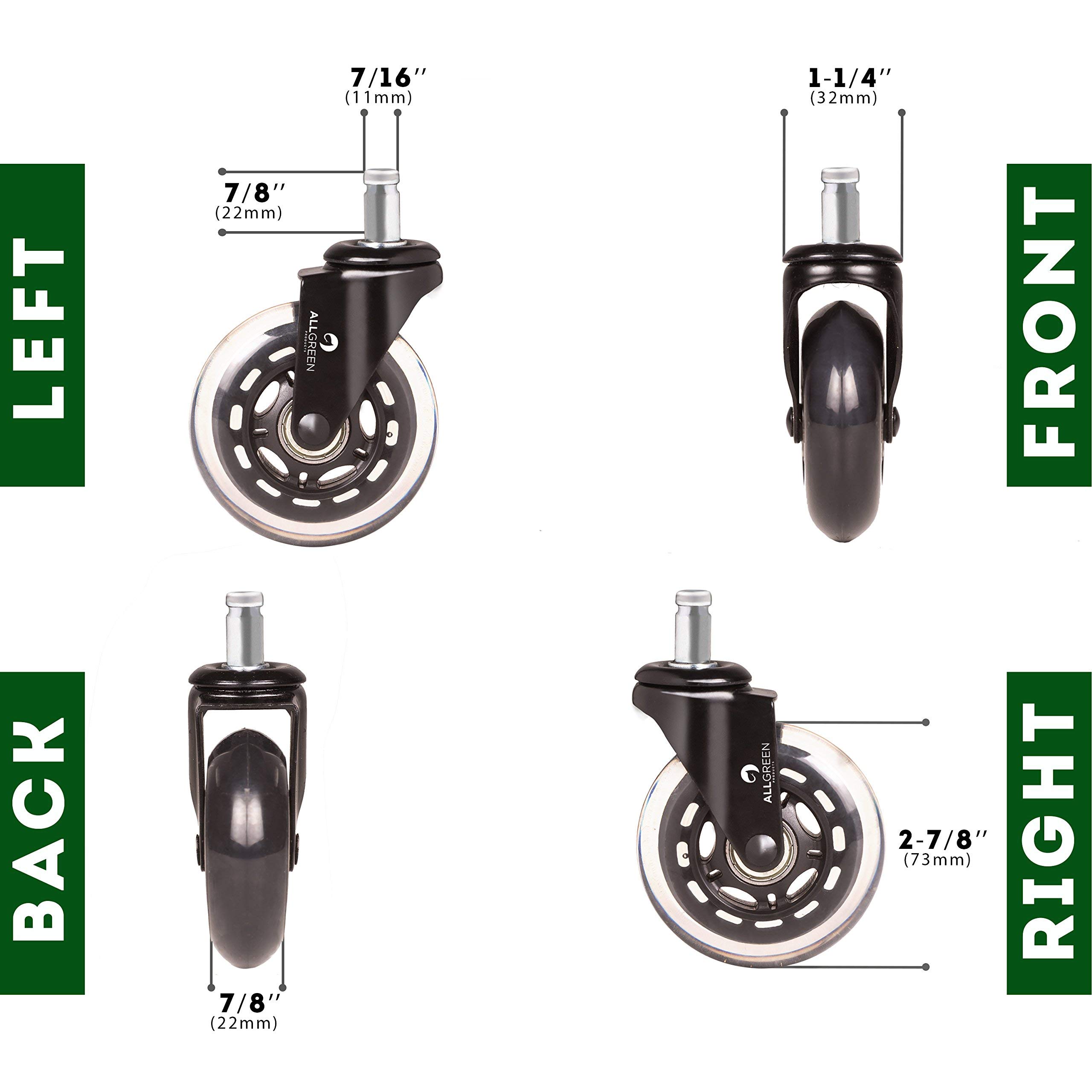 ALLGREEN Office Chair Caster Wheels Set of 5 Heavy Duty Casters. Safe