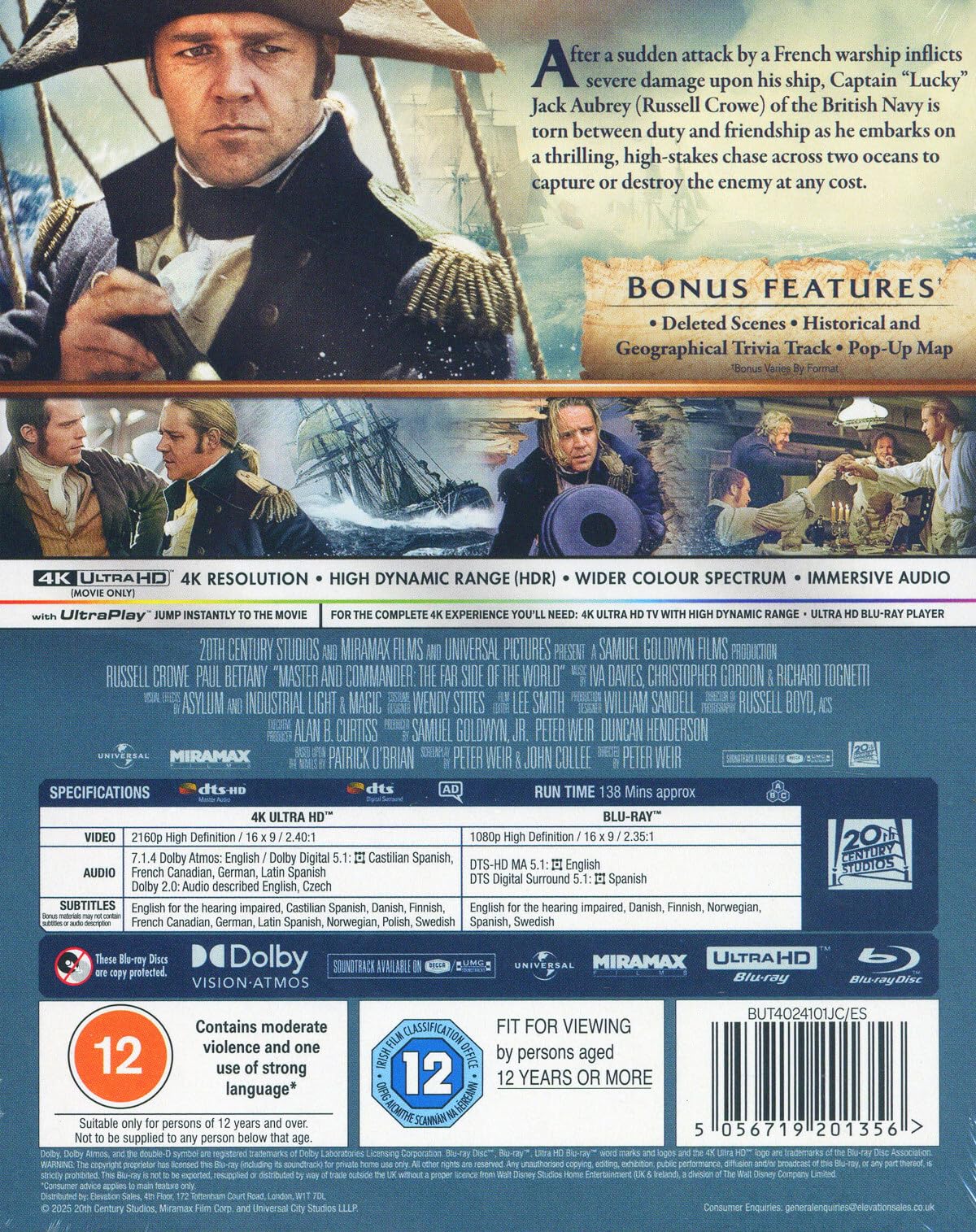 Master and Commander - The Far Side of the World [Limited Edition, Steelbook] [4K UHD + Blu-ray] [Region Free]