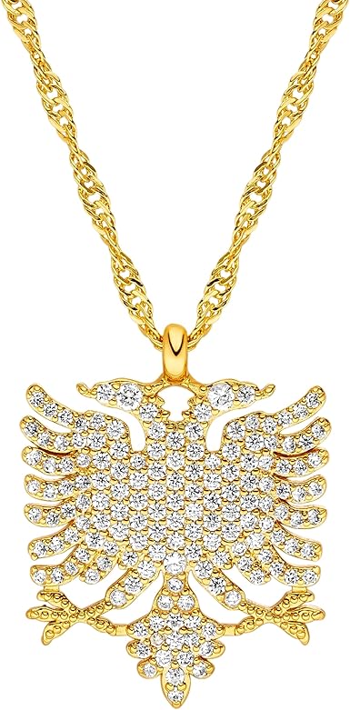 Ciondolo Aquila Albania In Acciaio Inossidabile - Colore Oro/Argento, Regalo Etnico - Foto 9