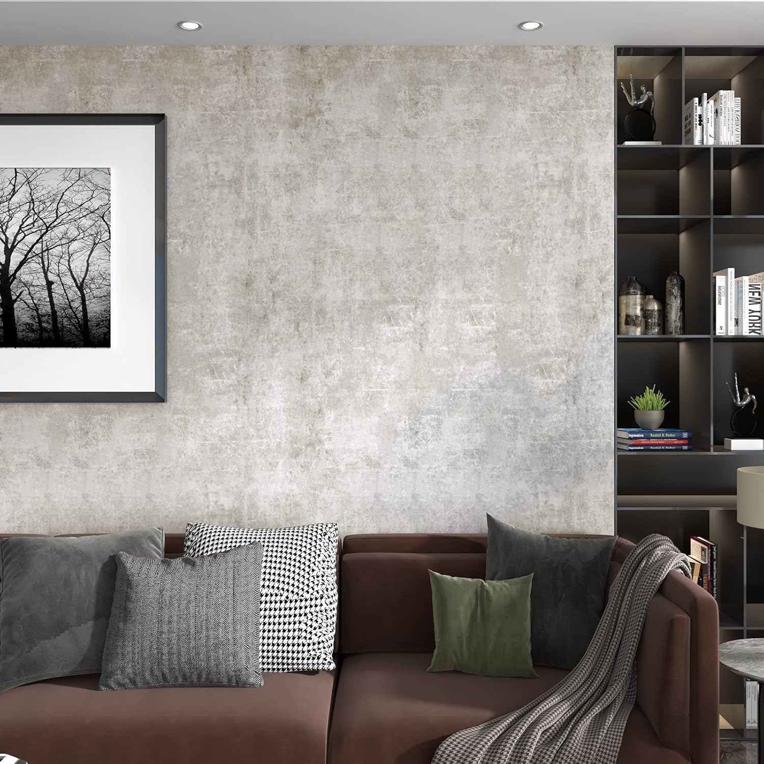 Stickyart 36"x160" Stained Grey Concrete Contact Paper for Countertops Self Adhesive Removable Cement Vinyl Wallpaper for Bathroom Shower Waterproof Industrial Style Textured Concrete Effect Wallpaper