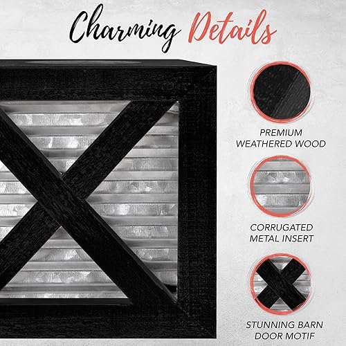 Miniatura 3 de Autumn Alley Funda cuadrada para caja de pañuelos para puerta de granero en negro y galvanizada, accesorios de baño de granja, soporte de pañuelos