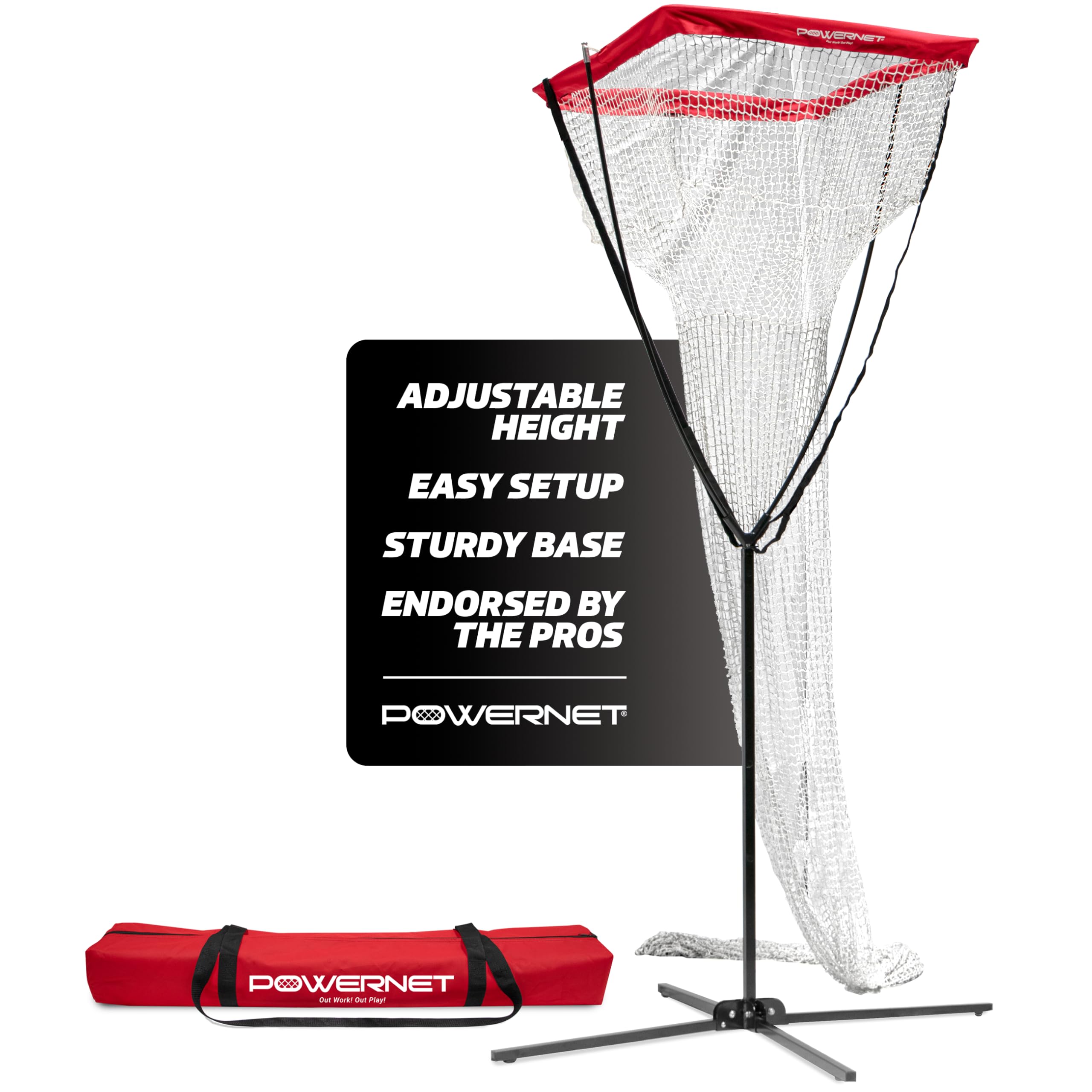 PowerNet Volleyball Setter Trainer Net | Adjustable Height | Great for Indoor and Outdoor Practice | Built-in Drawstring Ball Release | Sturdy Rubber Footed Base