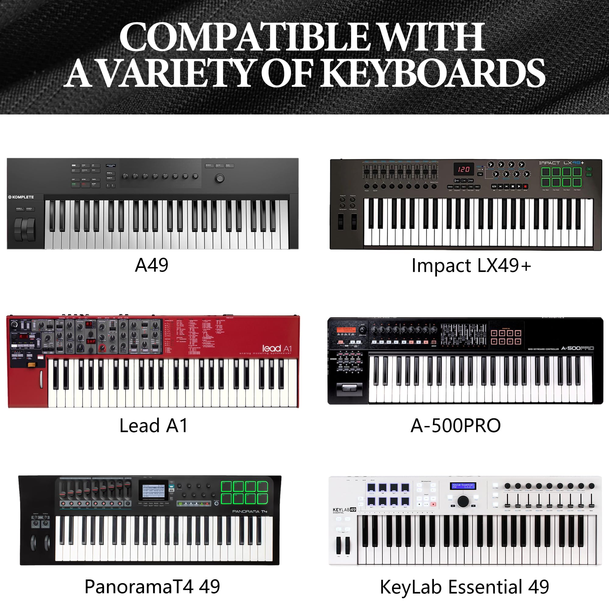 Musiin Staubschutz für Klaviertastatur mit 49 Tasten, kompatibel mit A-500PRO, NI A49, Nektar Panorama T4 49, M-Audio Oxygen 49, Premium Chinlon, kratz- und staubdicht, Soft-Touch- und passgenaues