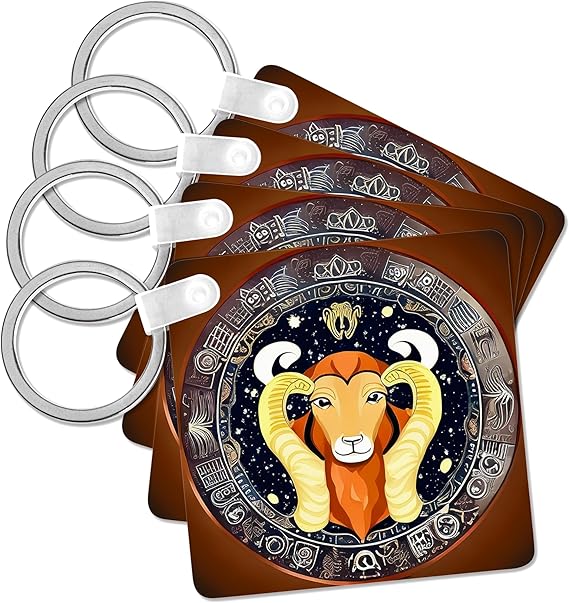 Zodiac Sign Aries Or Ram In Color As Viewed By AI. Funny gift for you, Key Chain