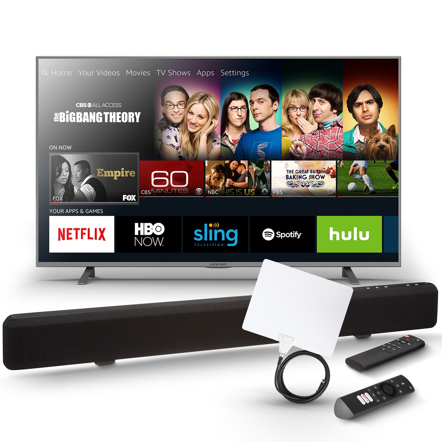 Amazon Com Element 65 Inch Fire Tv Edition Tv With Sound Bar And Digital Antenna Electronics