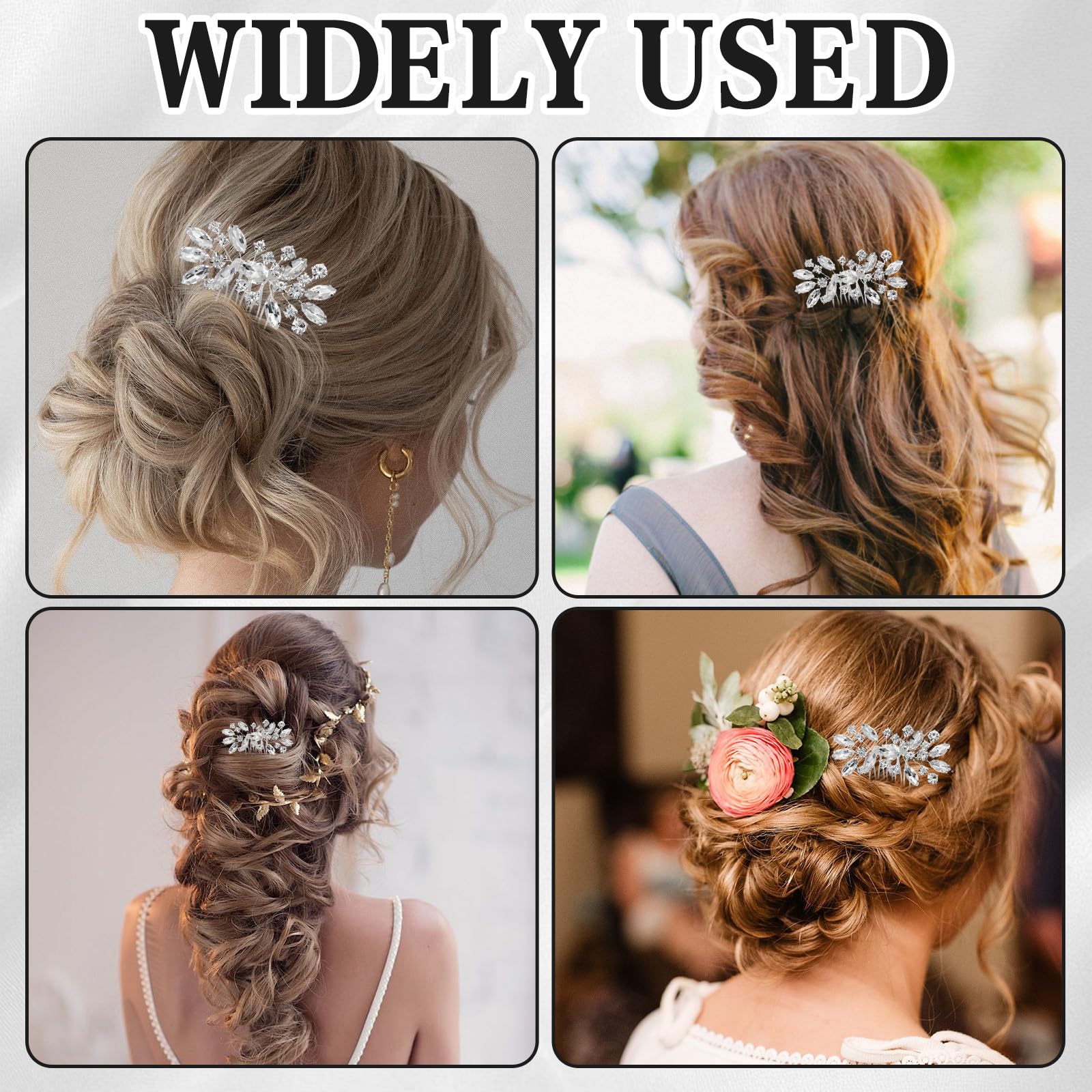 2 pezzi copricapo da sposa in strass argento, accessori per capelli da sposa per donne, fermagli lucidi per la sposa, decorazioni per forcine di cristallo per matrimoni, forniture per cerimonie