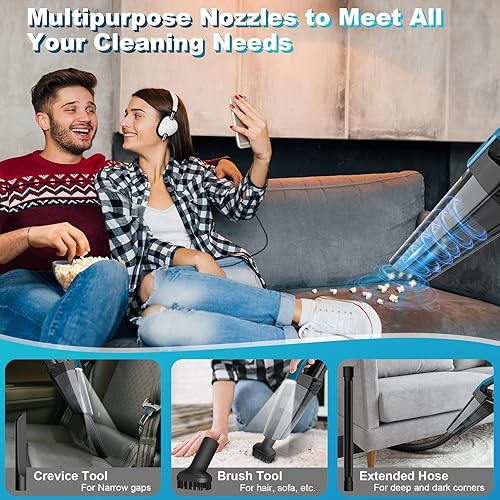 Miniatura 3 de Aspiradora de mano inalámbrica para automóvil con luz LED, aspiradora de mano de 9000 PA, aspiradora de mano portátil, aspiradora de mano (negro