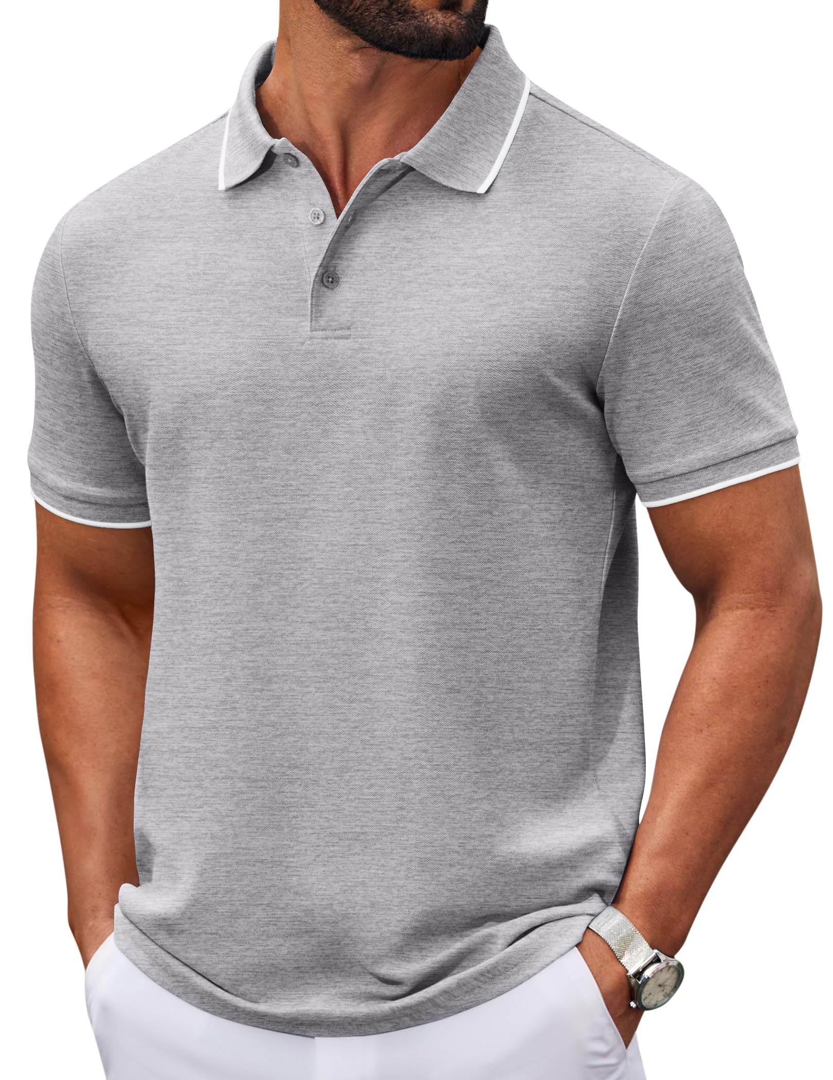 Men's Polo Shirts Classic Short Sleeve Polo T Shirts Cotton Pique Casual Summer Fashion Golf Shirt