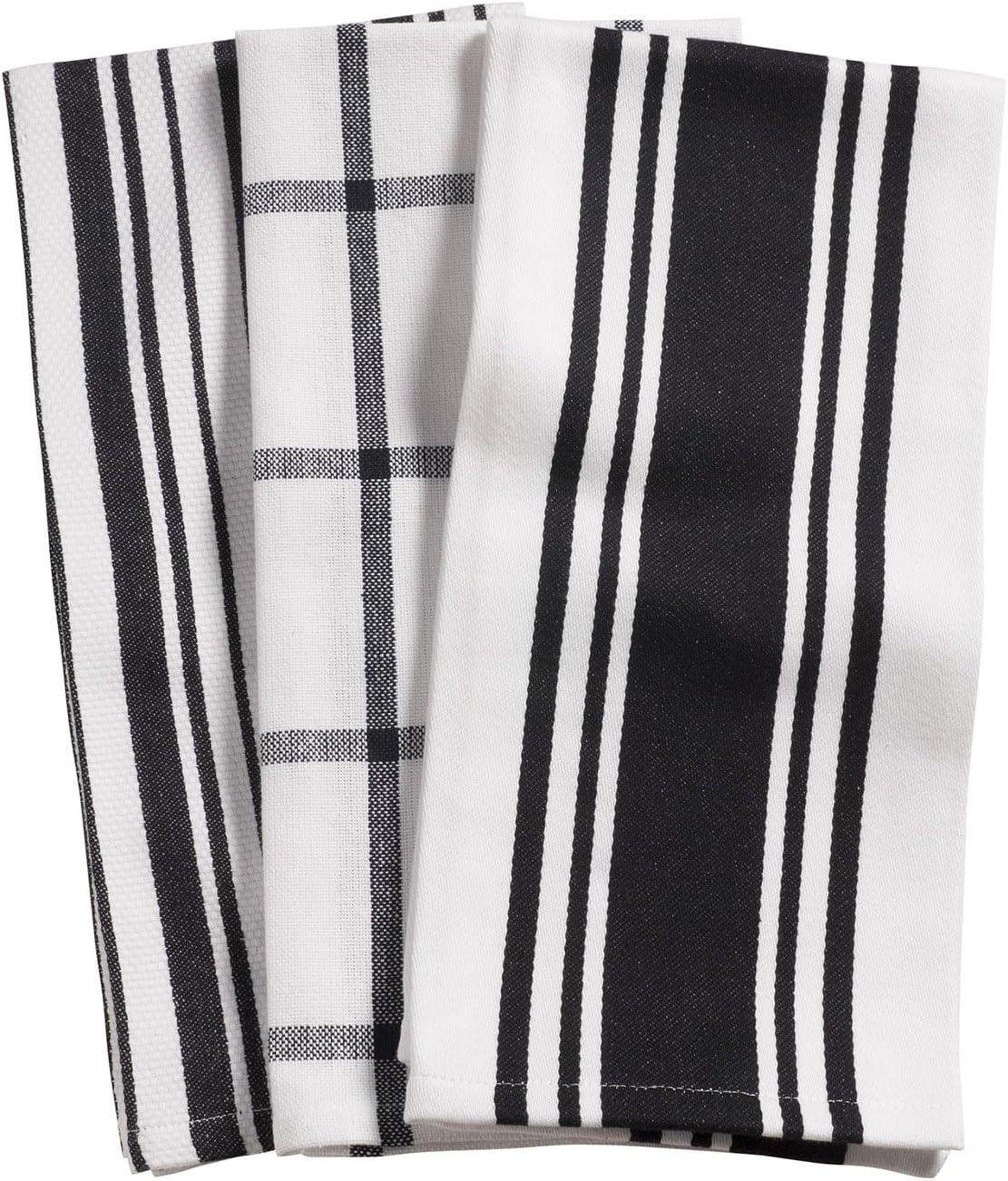 KAF Home Centerband/Basketweave/Windowpane - Set of 3 Kitchen towel (Oatmeal)