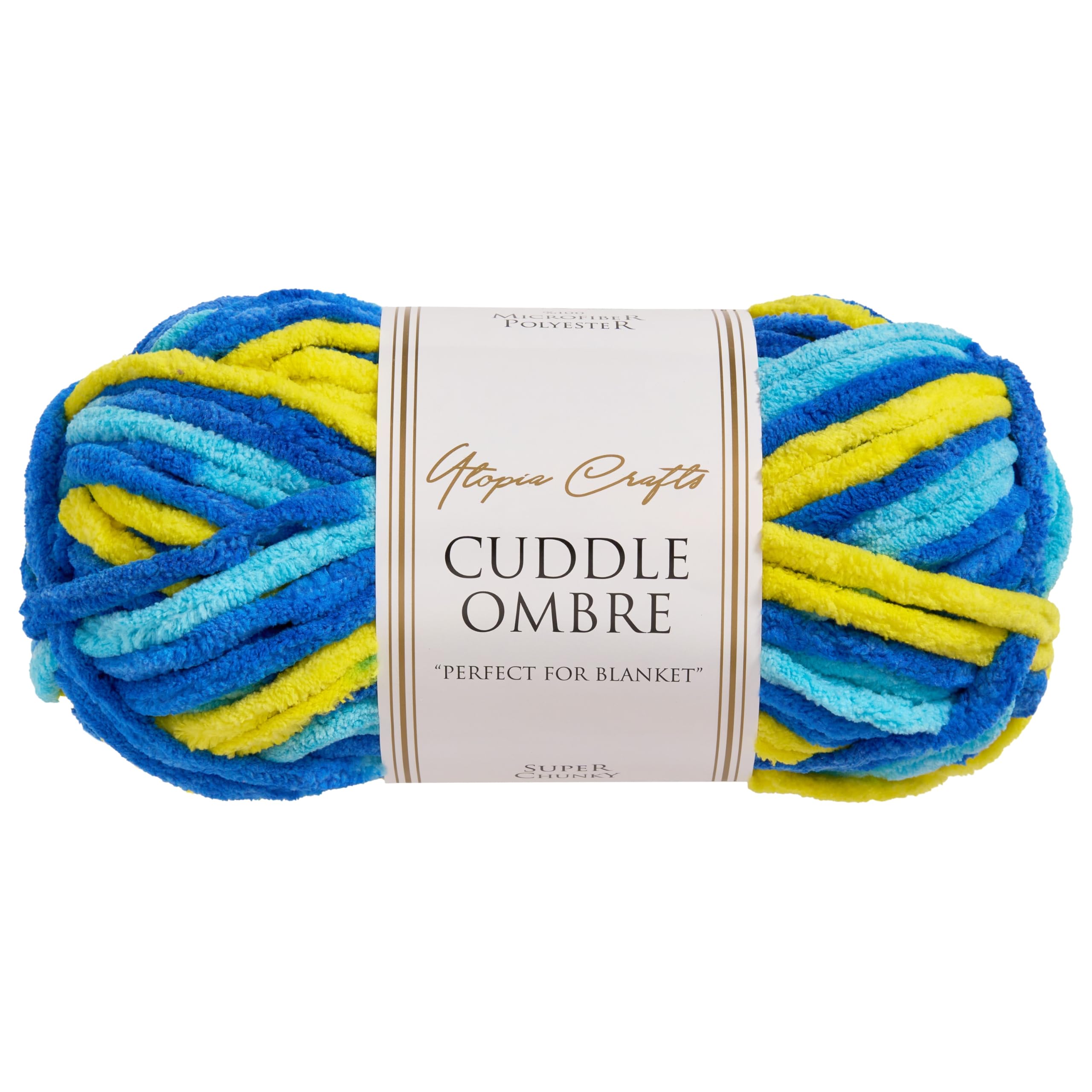Utopia Crafts Cuddle Ombre Super Chunky Chenille Soft Yarn for Knitting and Crochet 100g (Ocean Sunrise)