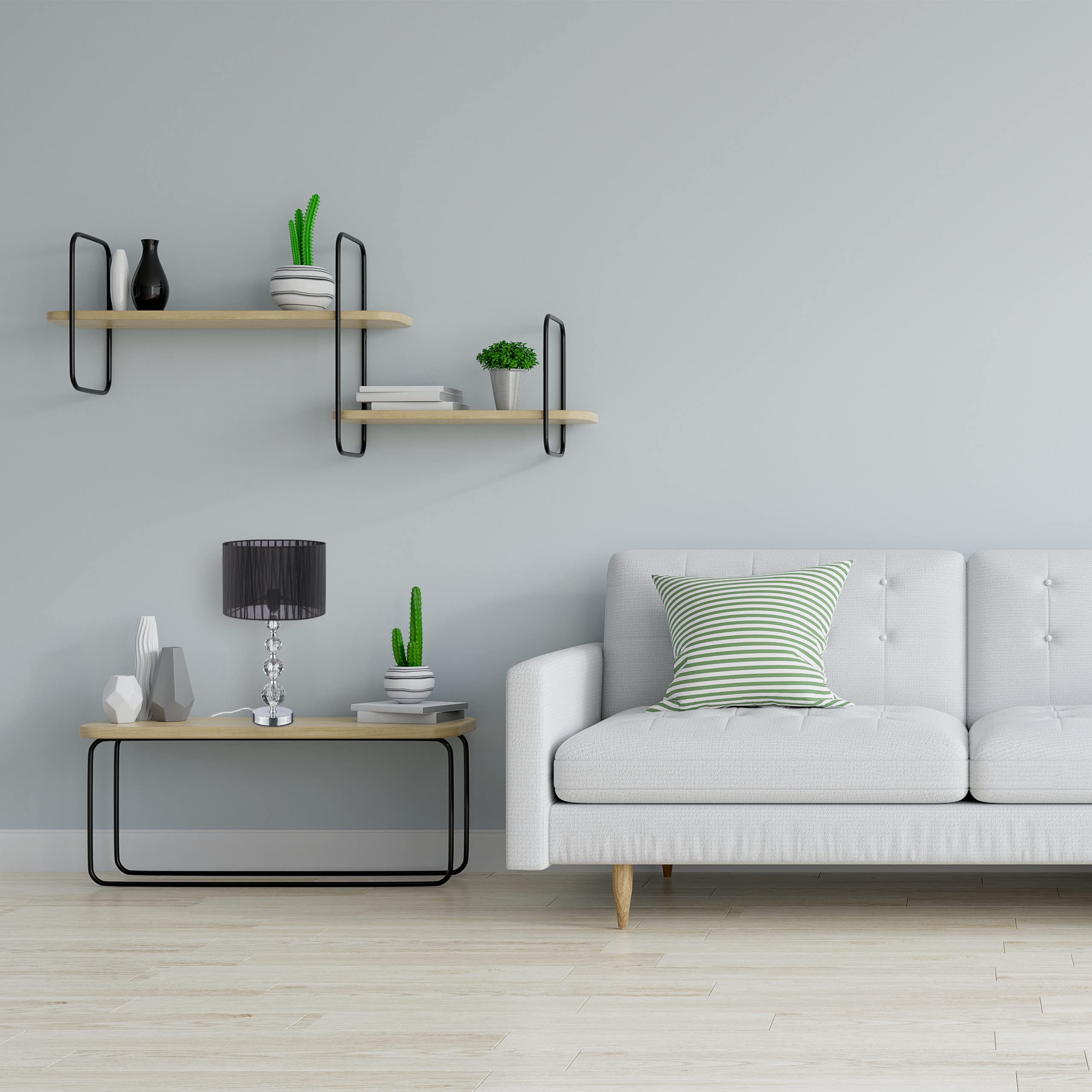 Relaxdays Lampada da Tavolo, Abat-Jour dal Design in Cristallo, H x D: 54 x 29,5 cm, Attacco E27, con Paralume, Nero