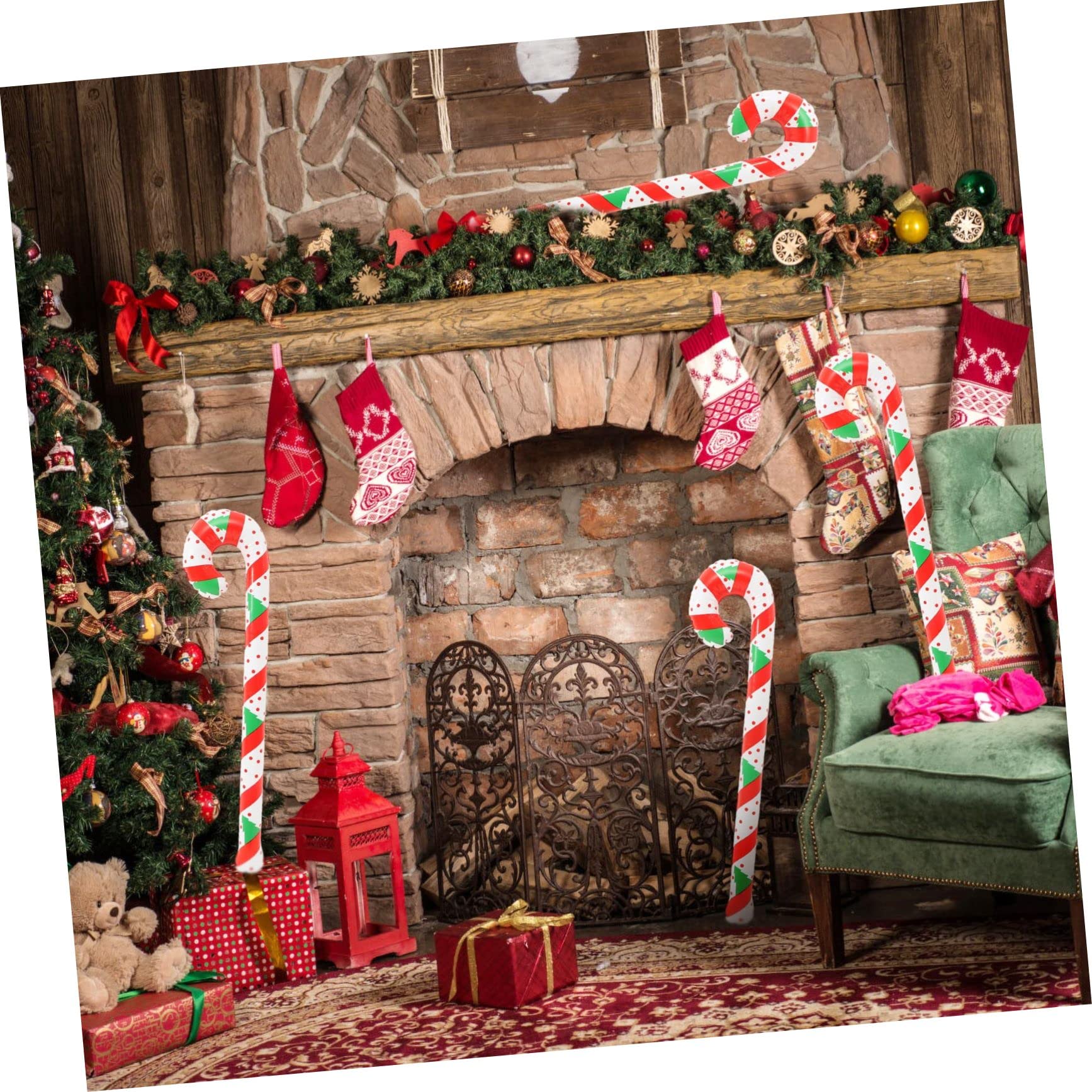 BESTonZON 4pezzi Palloncini Natalizi Gonfiabili Forma di Bastoncino di Zucchero Decorazioni per Feste di Natale per Interni ed Esterni Creano un Atmosfera Festosa