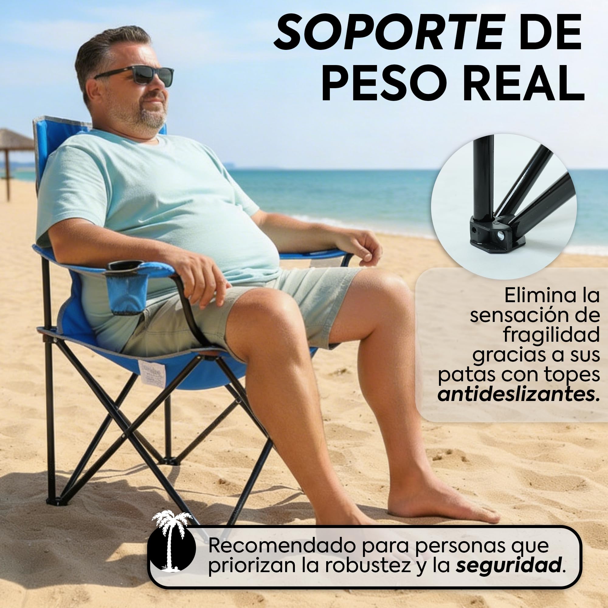 Nordiq - Silla de Camping Plegable Pack 2 - con Respaldo Transpirable para Playa y Exterior con Portavasos y Bolsa de Transporte - 65x90x110cm - Acero - Peso Máximo Soportado 110 kg Rojo