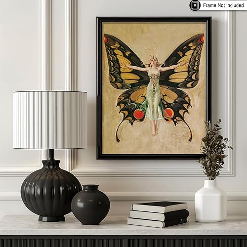 Miniatura 3 de Poster Master Póster vintage de mariposa, impresión retro de mujer de mariposa, arte de criatura mítica, regalo para mujer, amante de los animales,