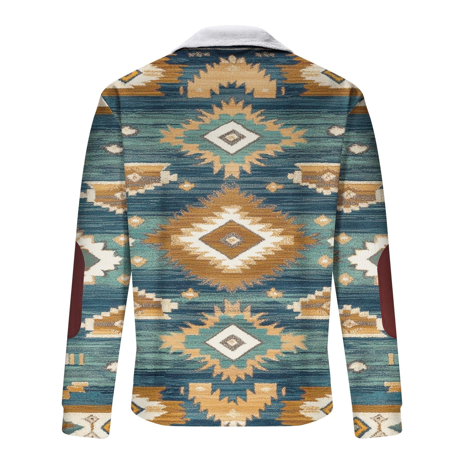 Sudadera Estilo Azteca Occidental con Cremallera Completa, sin Capucha, de Manga Larga, Estilo Informal, para Mujer