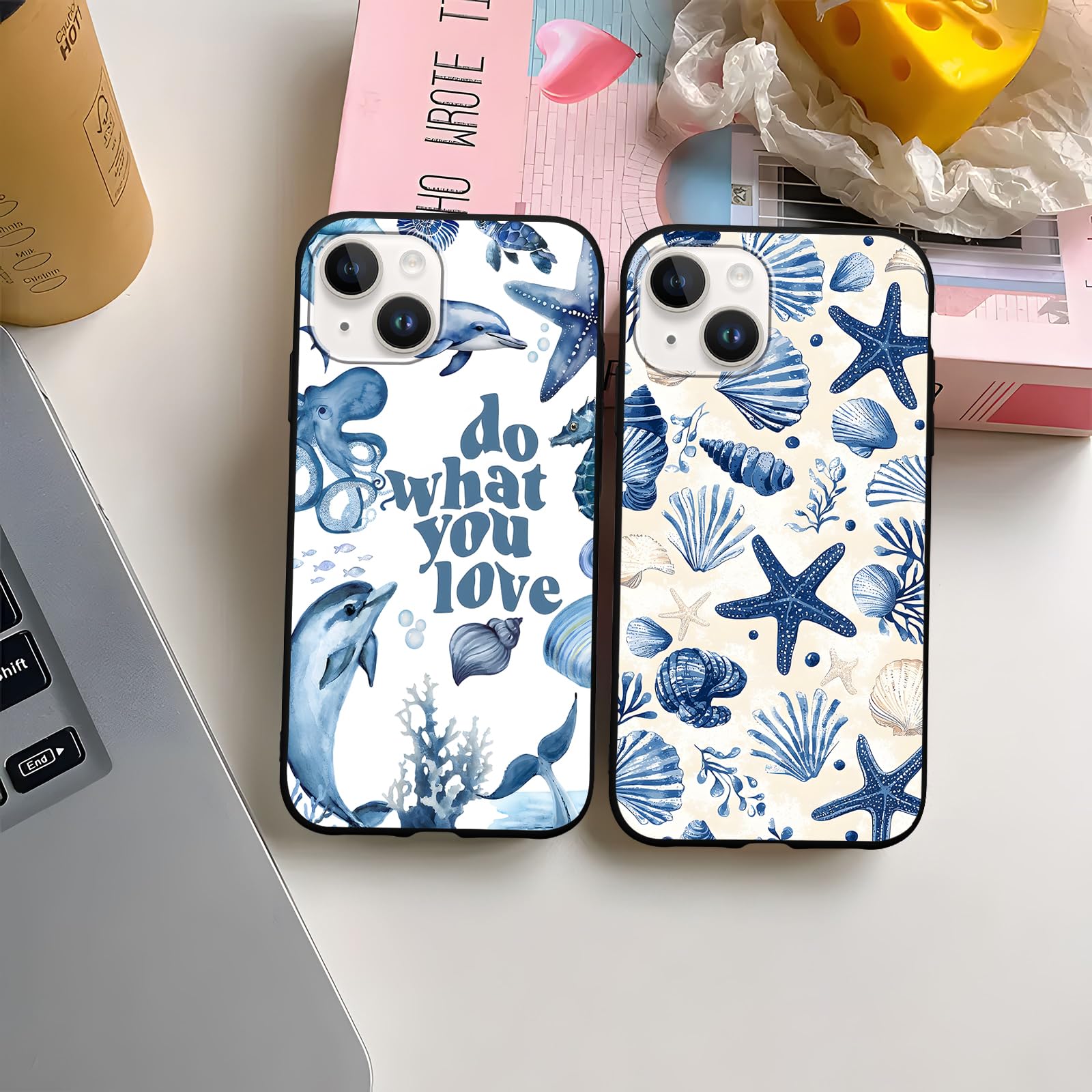 Zrutru 2 Pack Cute Ocean Phone Case for iPhone 14/iPhone 13 6.1