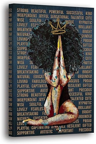 Lienzo mágico para pared de Black Girl, obra de arte de pared afroamericana enmarcada para sala de estar, dormitorio, oficina o decoración del