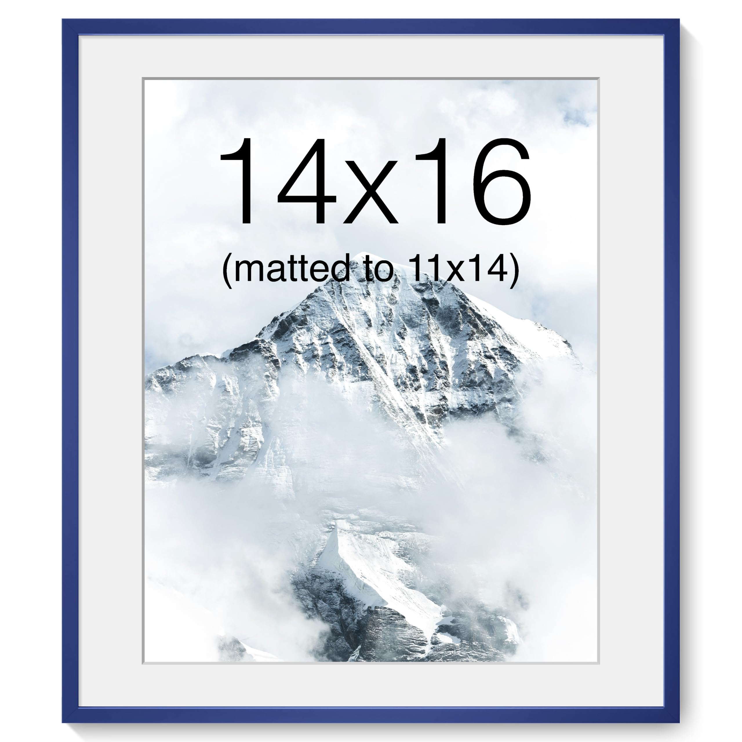 Acovy 14x16 Picture Frame, Aluminum Photo Frame Matted to 11x14, 14 x 16 Poster Frame with High Definition Tempered Glass, Metal Frame for Wall, Wall Hook Included