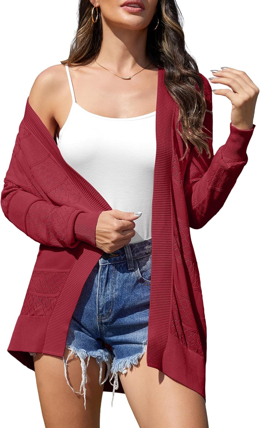 VIISHOW Womens Open Front Cardigan Sweater Long Sleeve Loose Fit Soft Crochet Knit Hollow Out Sweater Lightweight Cardigans VIISHOW Womens Open Front Cardigan Sweater Long Sleeve Loose Fit Soft Crochet Knit Hollow Out Sweater Lightweight Cardigans