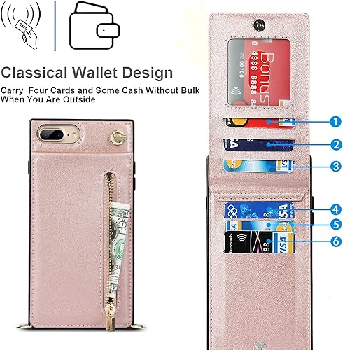 Miniatura 5 de Jaorty Funda cruzada para iPhone 8 Plus7 Plus con tarjetero para mujer, iPhone 7 Plus con correa para hombre, cierre magnético de piel sintética con
