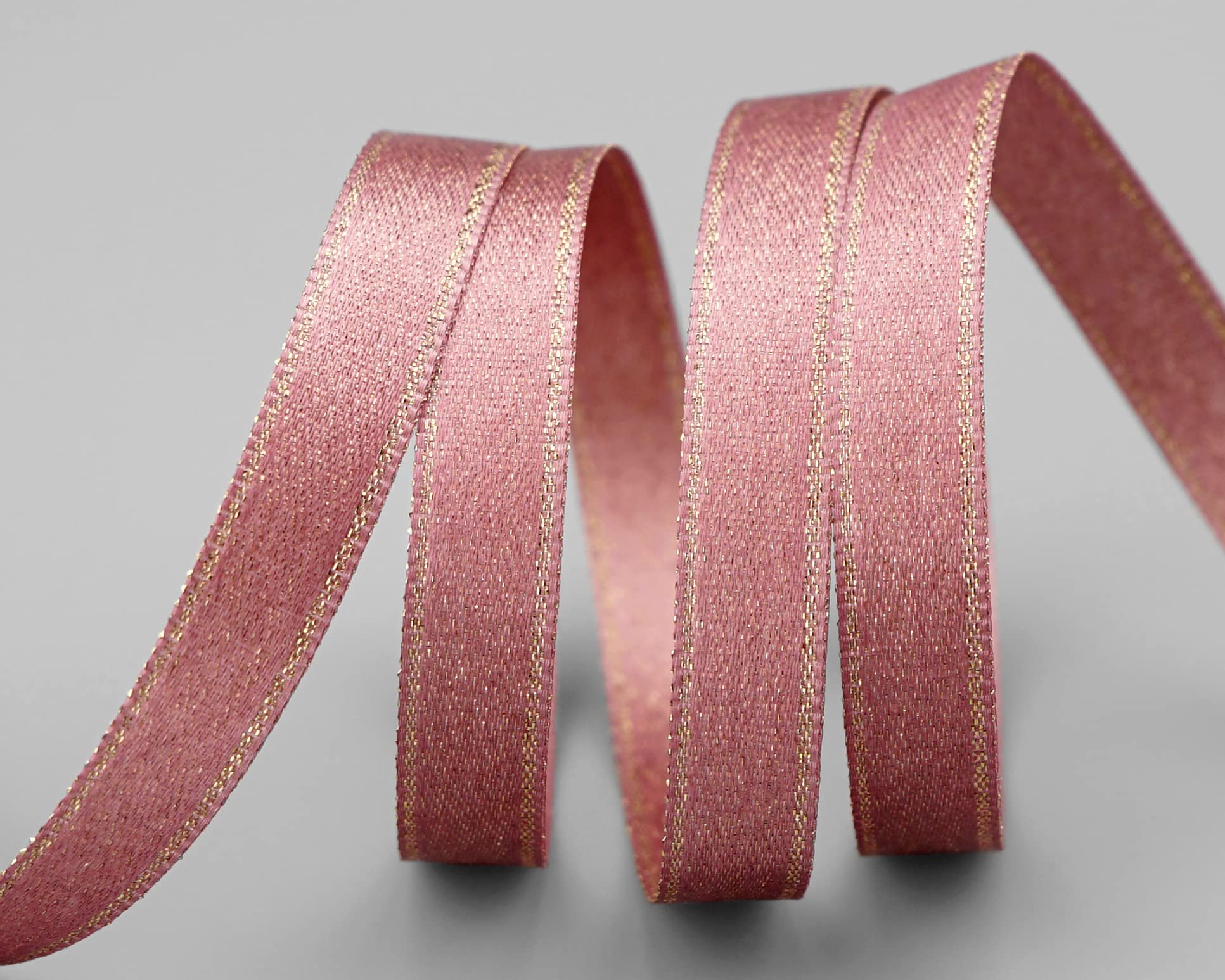 finemark Nastro di raso double face, in raso, senza filo, morbido e lucido, 20 m x 25 mm, con lurex rosso e oro, nastro decorativo per regali