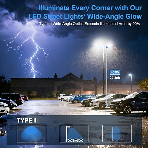 Miniatura 8 de Paquete de 2 luces LED de estacionamiento de 320 W, 48,000 lm, certificación UL, DLC, 320 W, 256 W, 192 W, ajustable, caja de zapatos, luz de poste