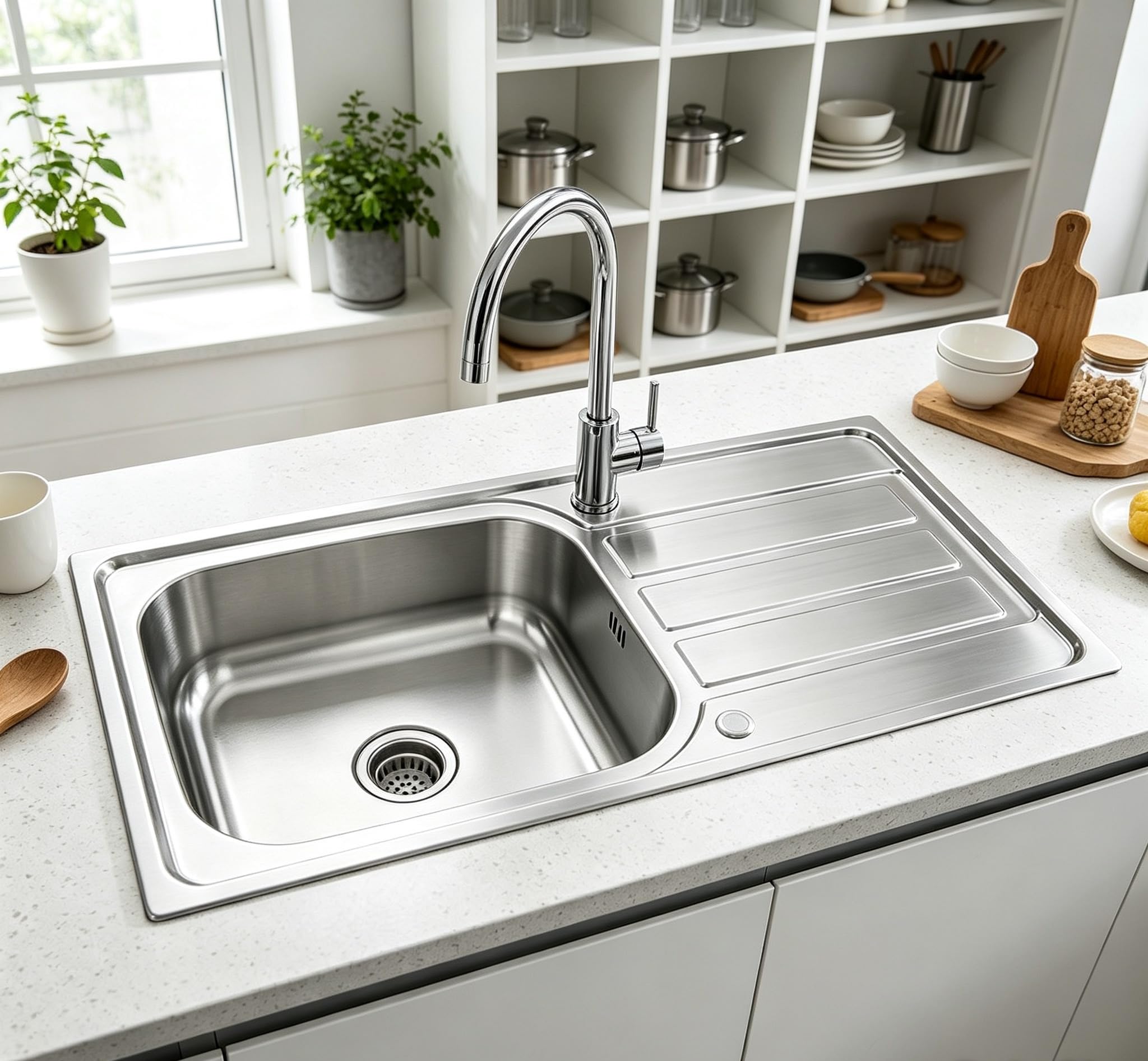 Rumo Reliable & Modern Silver Rumo Essence Premium 1.0 Bowl Stainless Steel Kitchen Sink Reversible With Drainer One Single Bowl 1000 X 500Mm Inset With Large Deep Bowl Includes Waste Kit Warranty