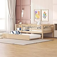 Vista 14 de Harper & Bright Designs Sofá cama individual con nido, marco de cama infantil de madera tamaño individual con valla, cama nido individual