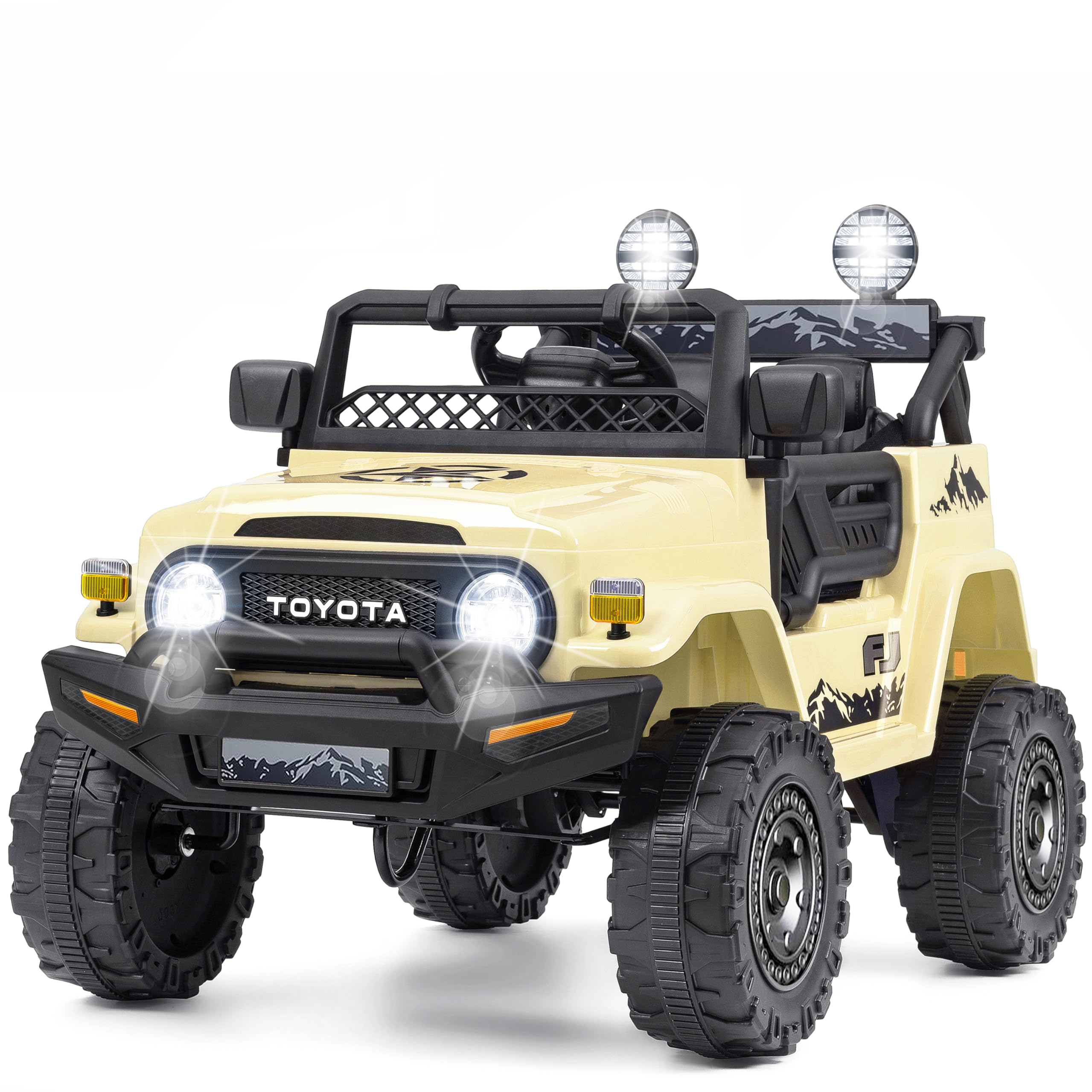12V Licensed Toyota FJ40 Ride-On Car for Kids,35W*2 Battery Powered Off-Road Vehicle Ride on Truck, 3 Speeds,6 LED Lights,Horn,MP3/USB,Electric Cars for Kids Gift for Boys & Girls