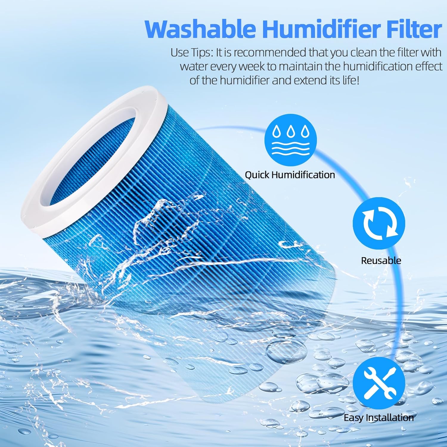 Humidifier Replacement Filter Compatible with Lamon MistZero/MistZero B/MistZero S and Compatible with Mifasol 5L Evaporative Humidifier, Evaporative Washable Humidification Filter,2-Pack - Image 4