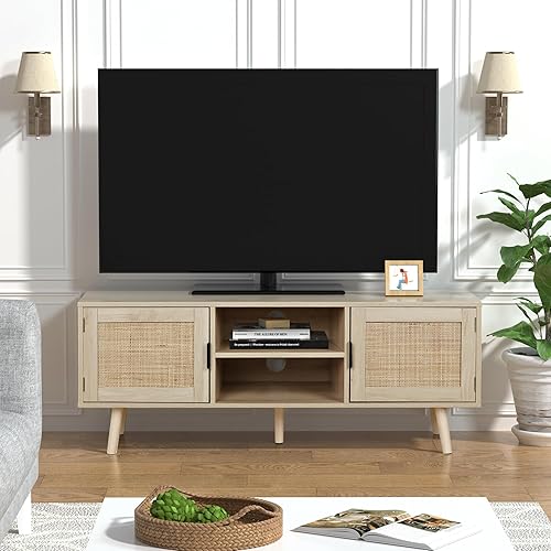 Miniatura 6 de Anmytek Mueble de ratán, mesa de consola de ratán para TV de hasta 55 pulgadas