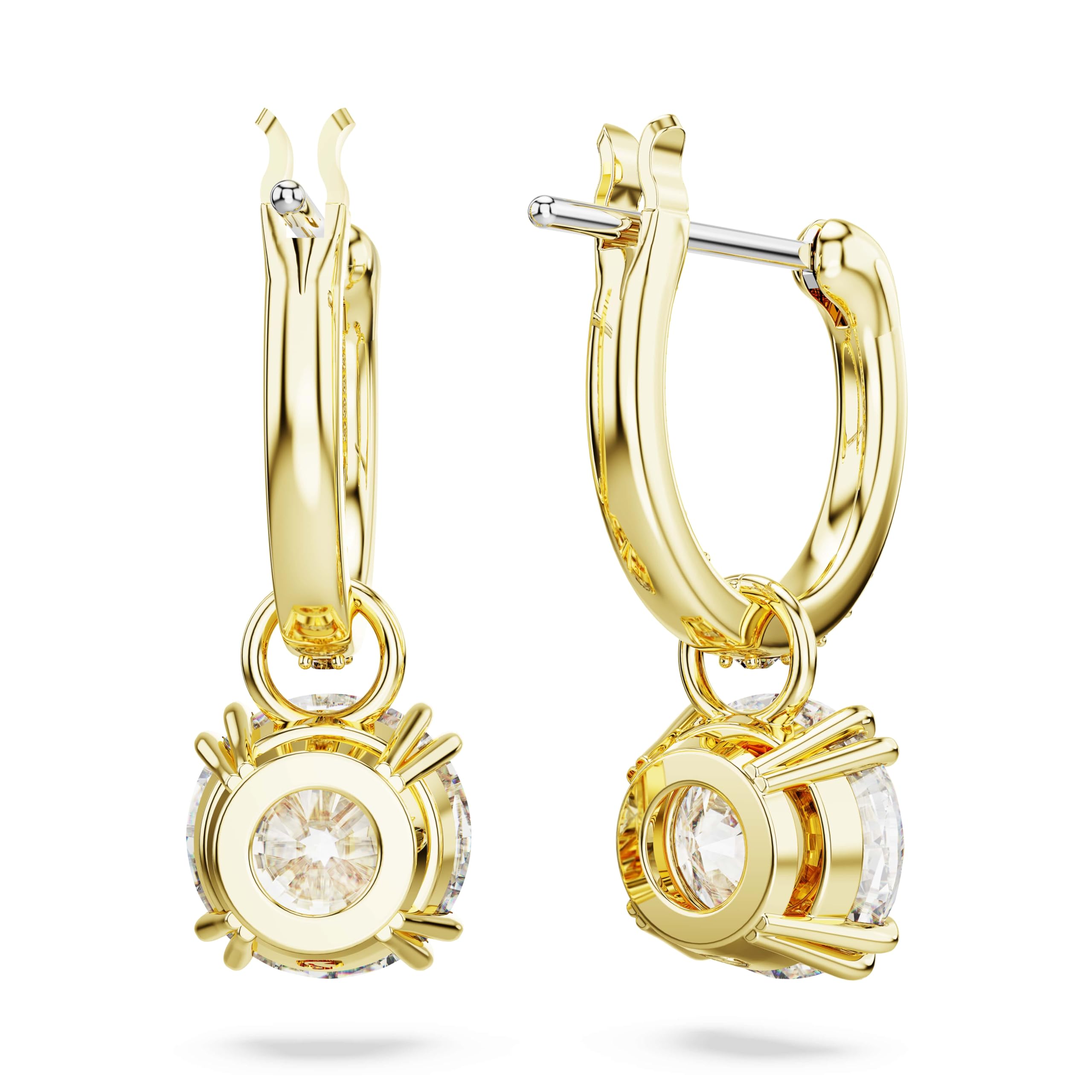 Swarovski Stilla Drop-Ohrhänger, Rundschliff, Weiß, Goldlegierungsschicht