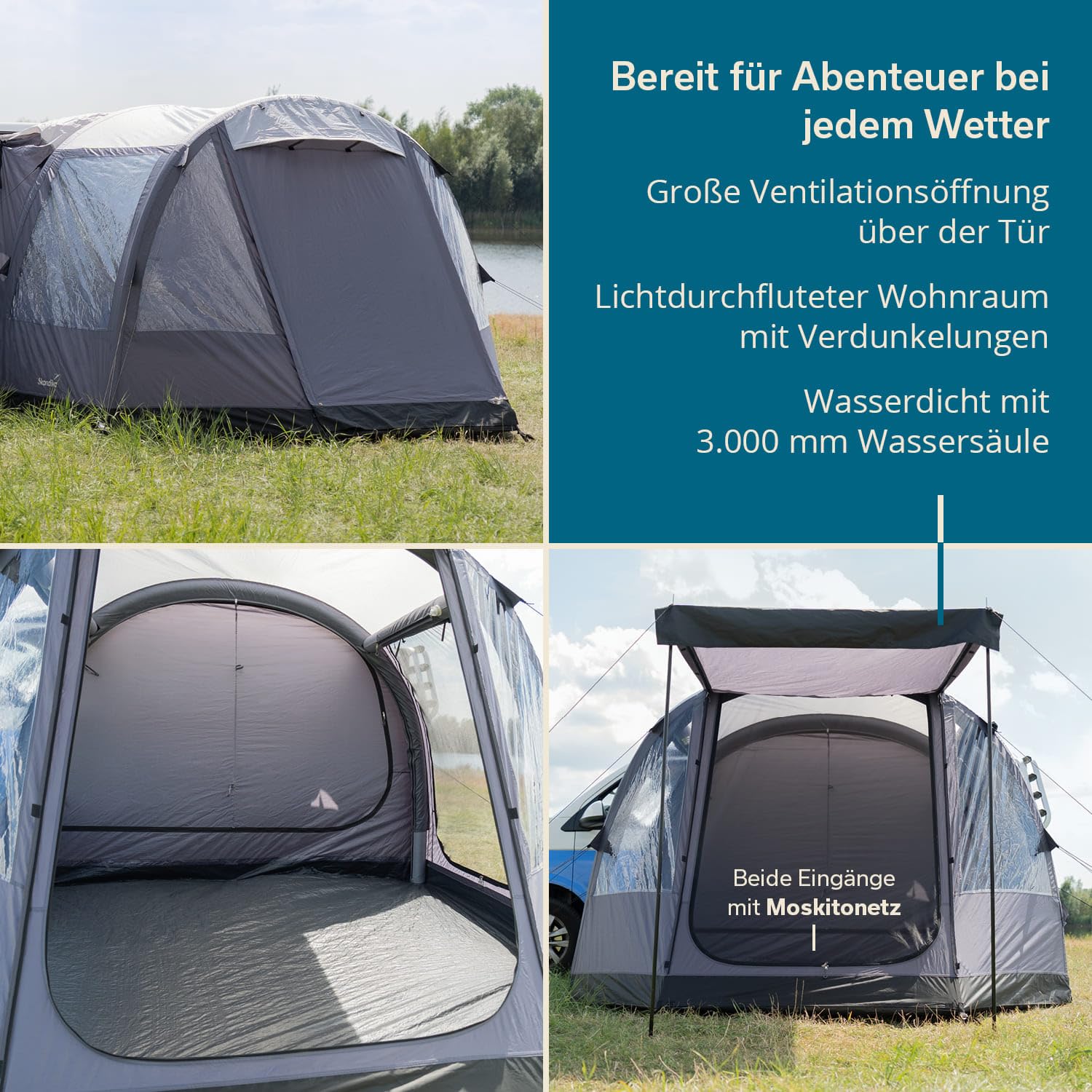 Skandika Aarhus Travel 2 / Aarhus Air Protect Tienda de campaña para autobús |con/sin Air Protect, 2 Personas, Independiente, 2 m Altura, mosquitera