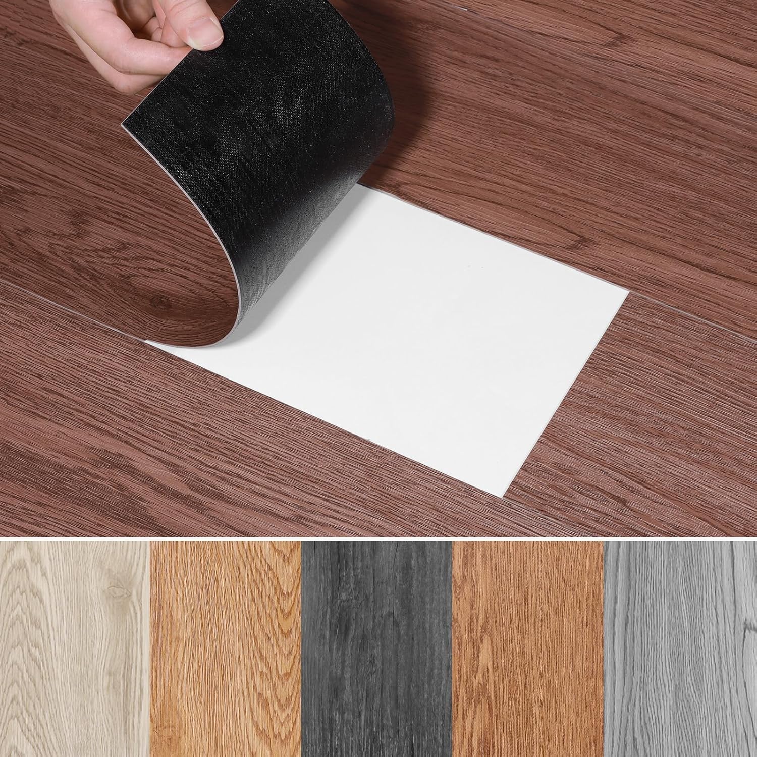36-Pack 5m² Flooring Tiles Self Adhesive,Wood Effect Vinyl Self Adhesive,Peelable Sticker, Self Adhesive Floor Tile for Kitchen Living Room Bathroom Planks, 2.0 mm Thick Vinyl Flooring(15.24x91.4 Cm)